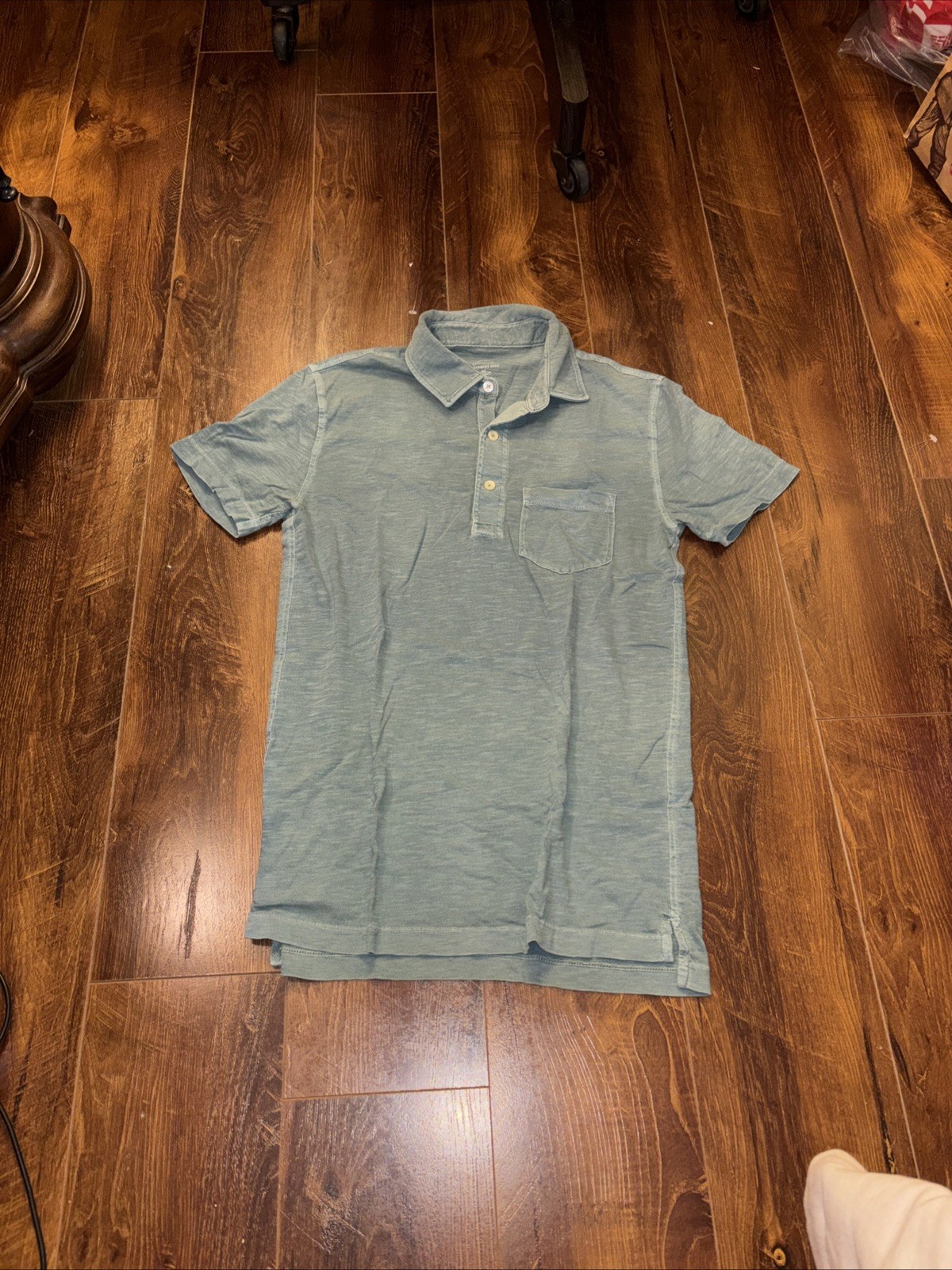 J. Crew Garment-Dyed Slub Polo Shirt Men S Green Chest Pocket Short Sleeve