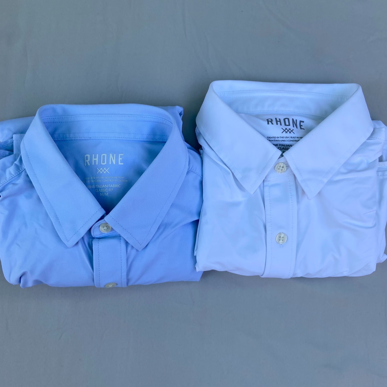 Lot of 2 RHONE Mens Slim Fit Shirt Fine Italian Fabric White/Light Blue Sz M