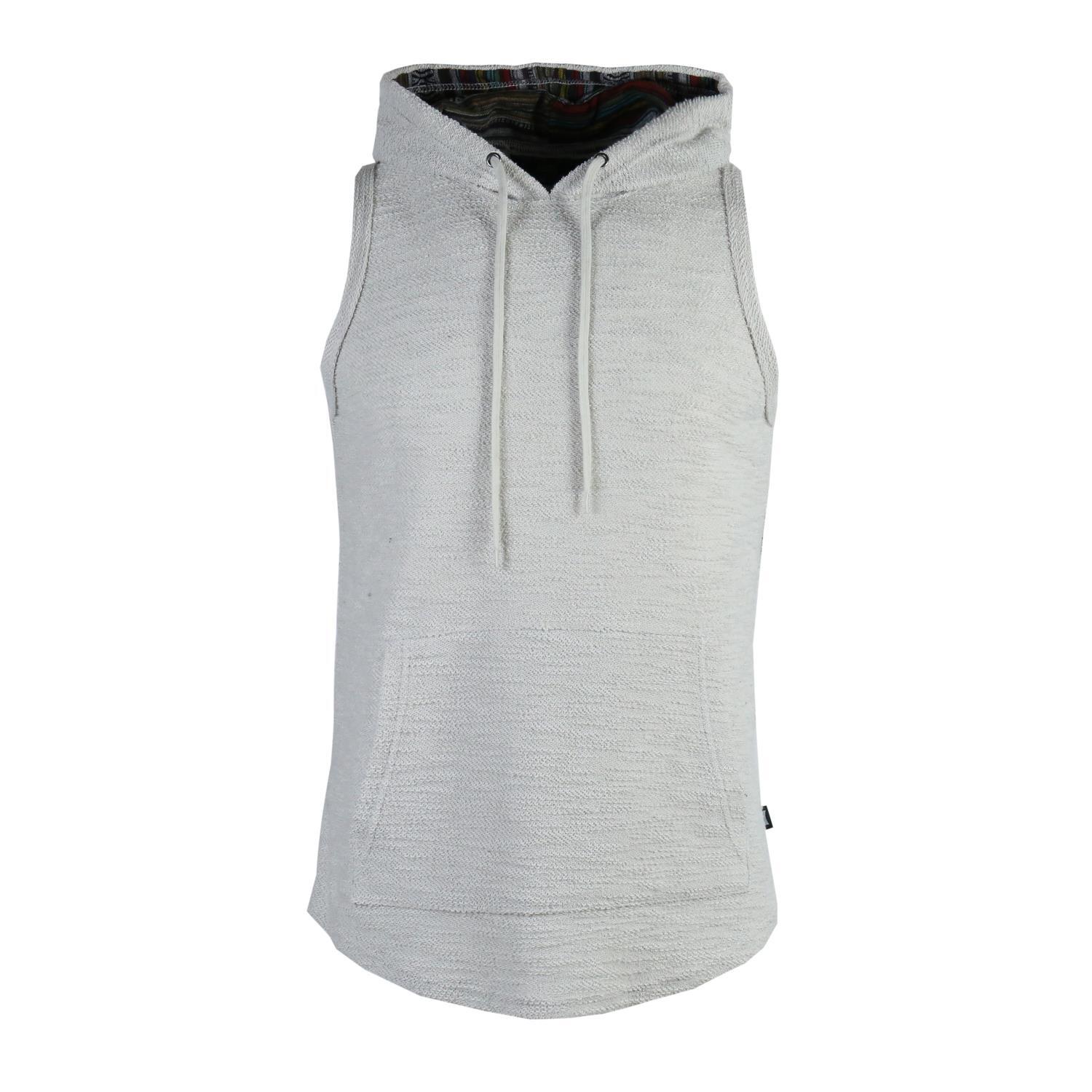 Men’s Gray Hoodie Tank Top with Kangaroo Pocket Casual Everyday Look