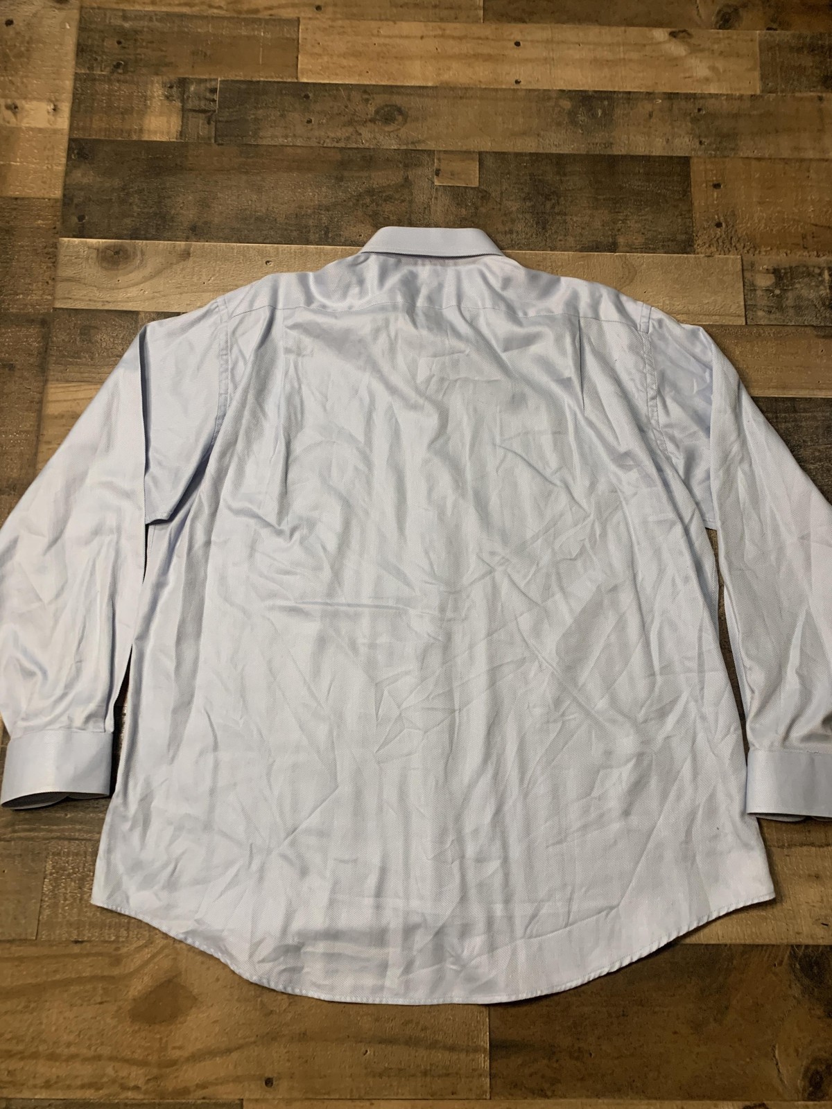 Loro Piana Fabric Dress Shirt Mens 18 Light Blue Stripe Long Sleeve Pocket