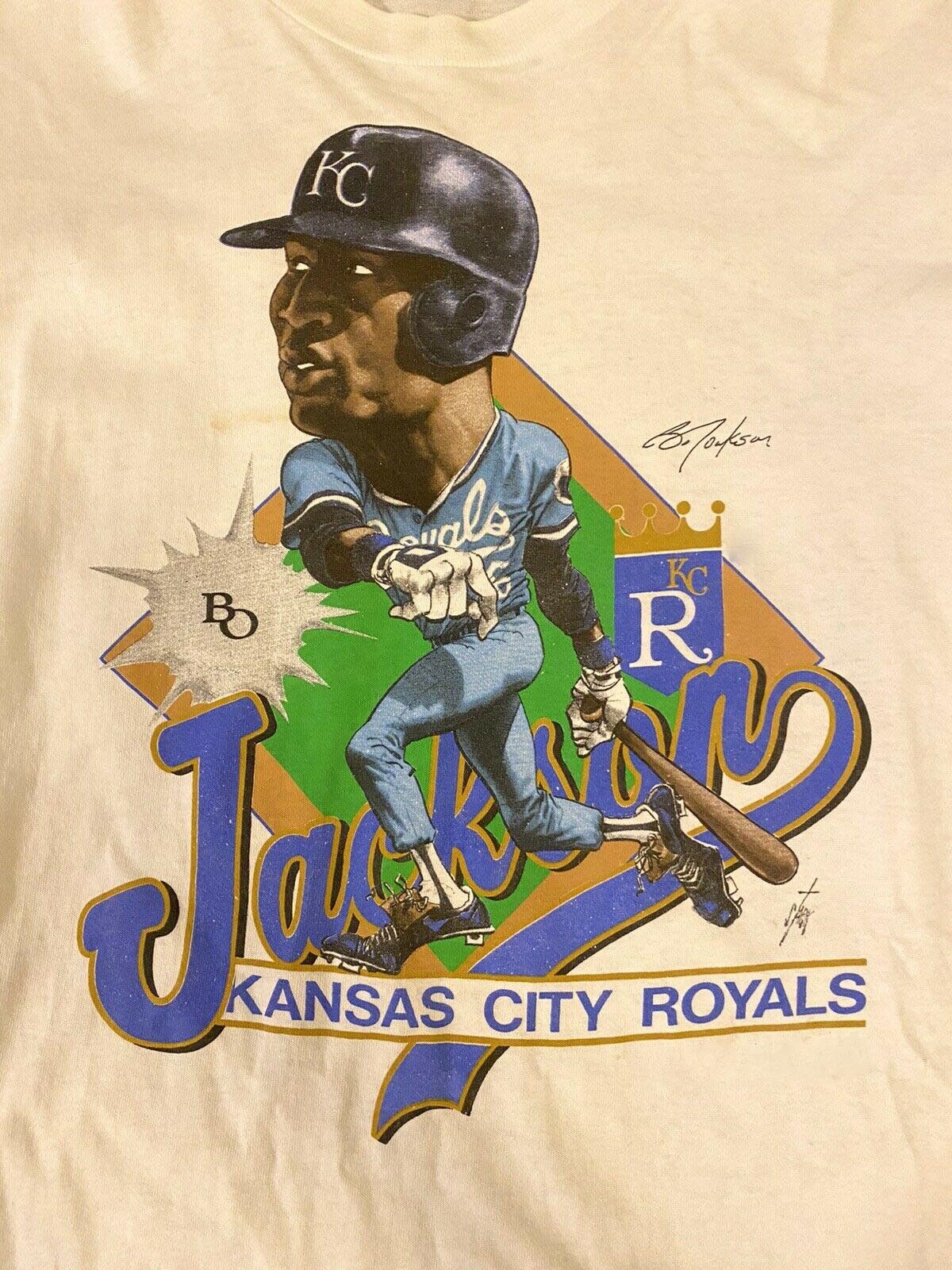 Vintage Bo Jackson Royals White MEn S-234XL T-shirt NG2627
