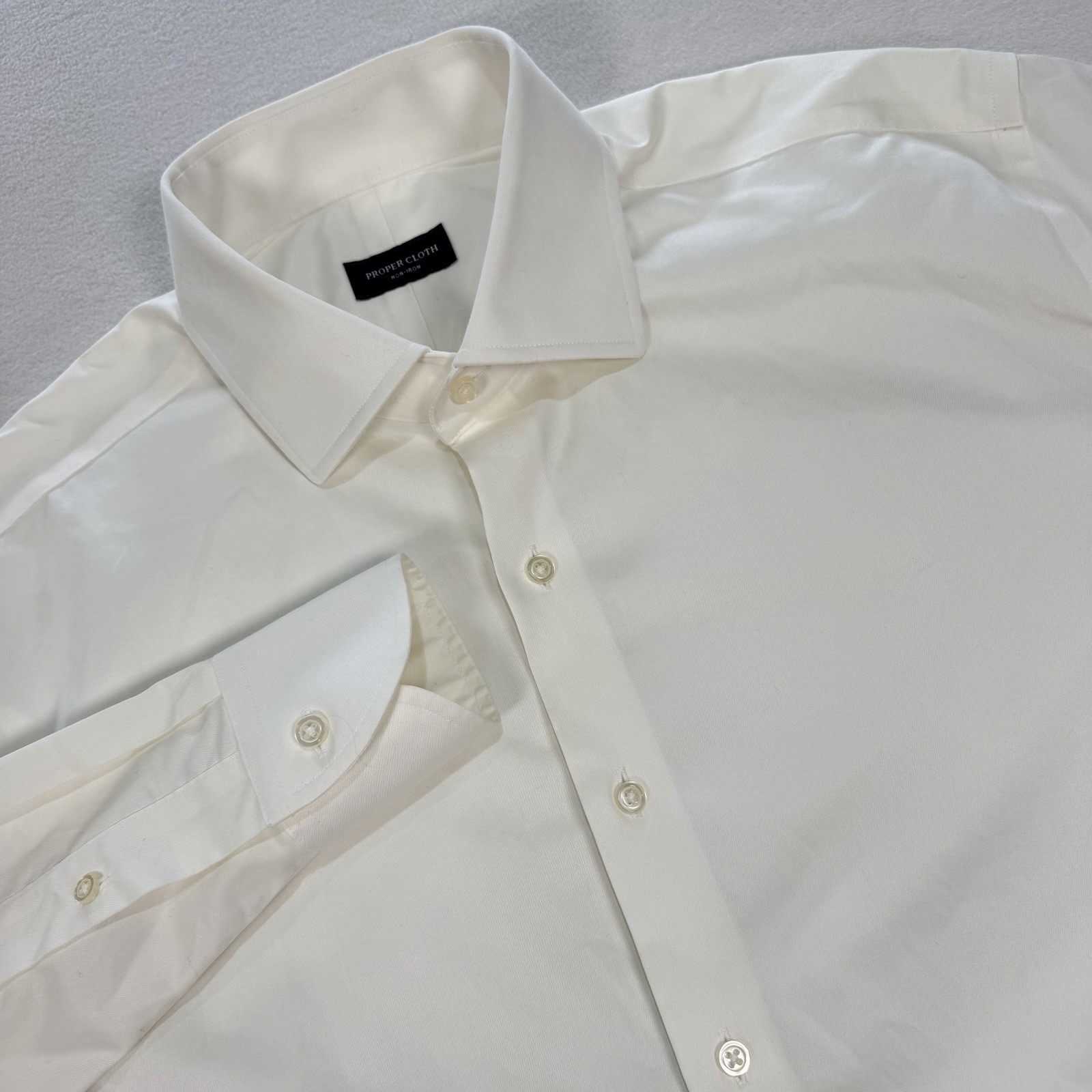 Proper Cloth Dress Shirt Men’s XL Solid White 16.5/35 Long Sleeve Button Up