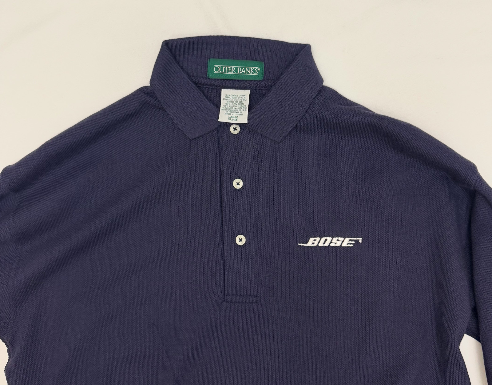 Vintage NWOT Bose Men Long-Sleeve Polo Shirt 100% Combed Cotton Made In USA SZ L