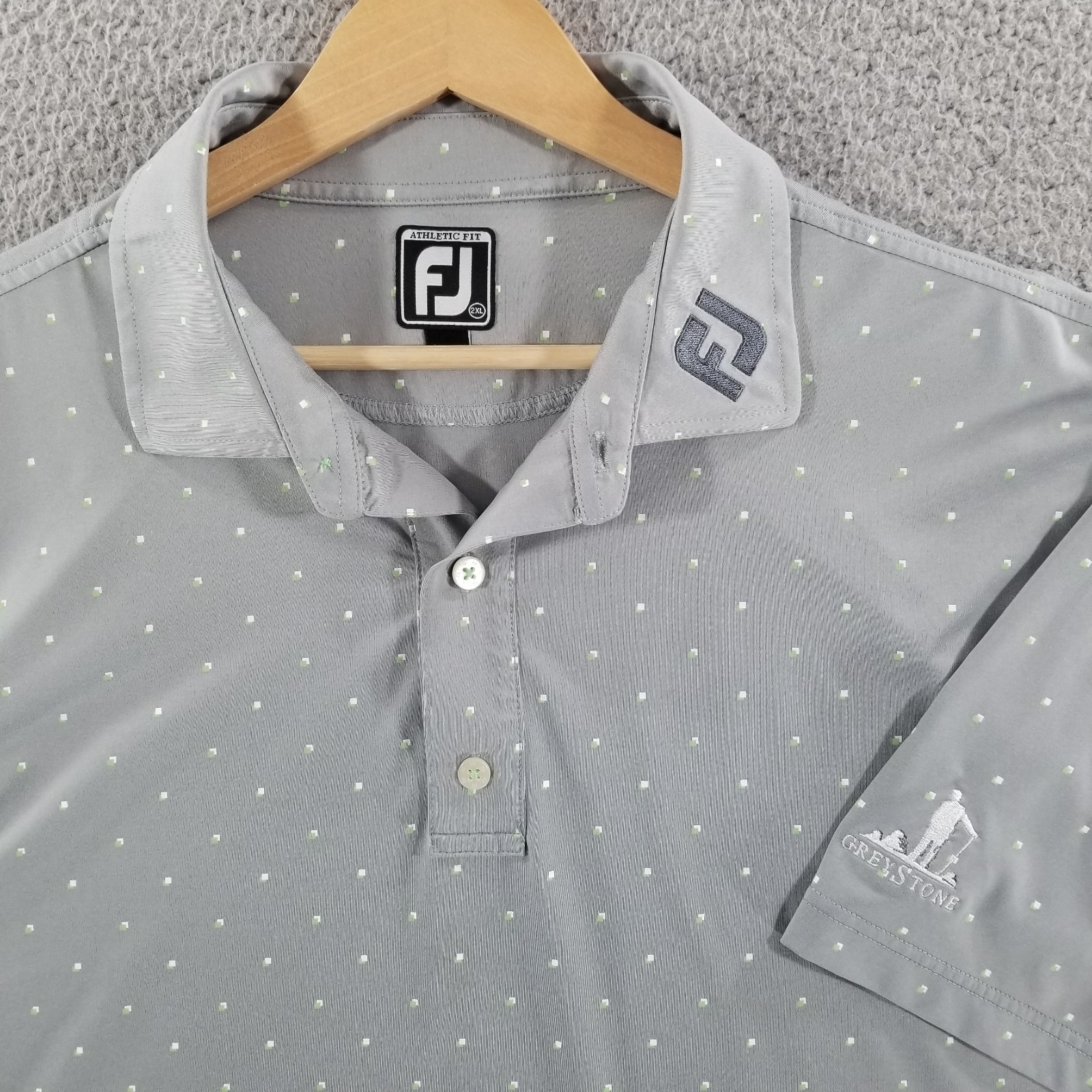 FootJoy Polo Shirt 2XL Gray Greystone Tour Issue Golf Performance Athletic Fit