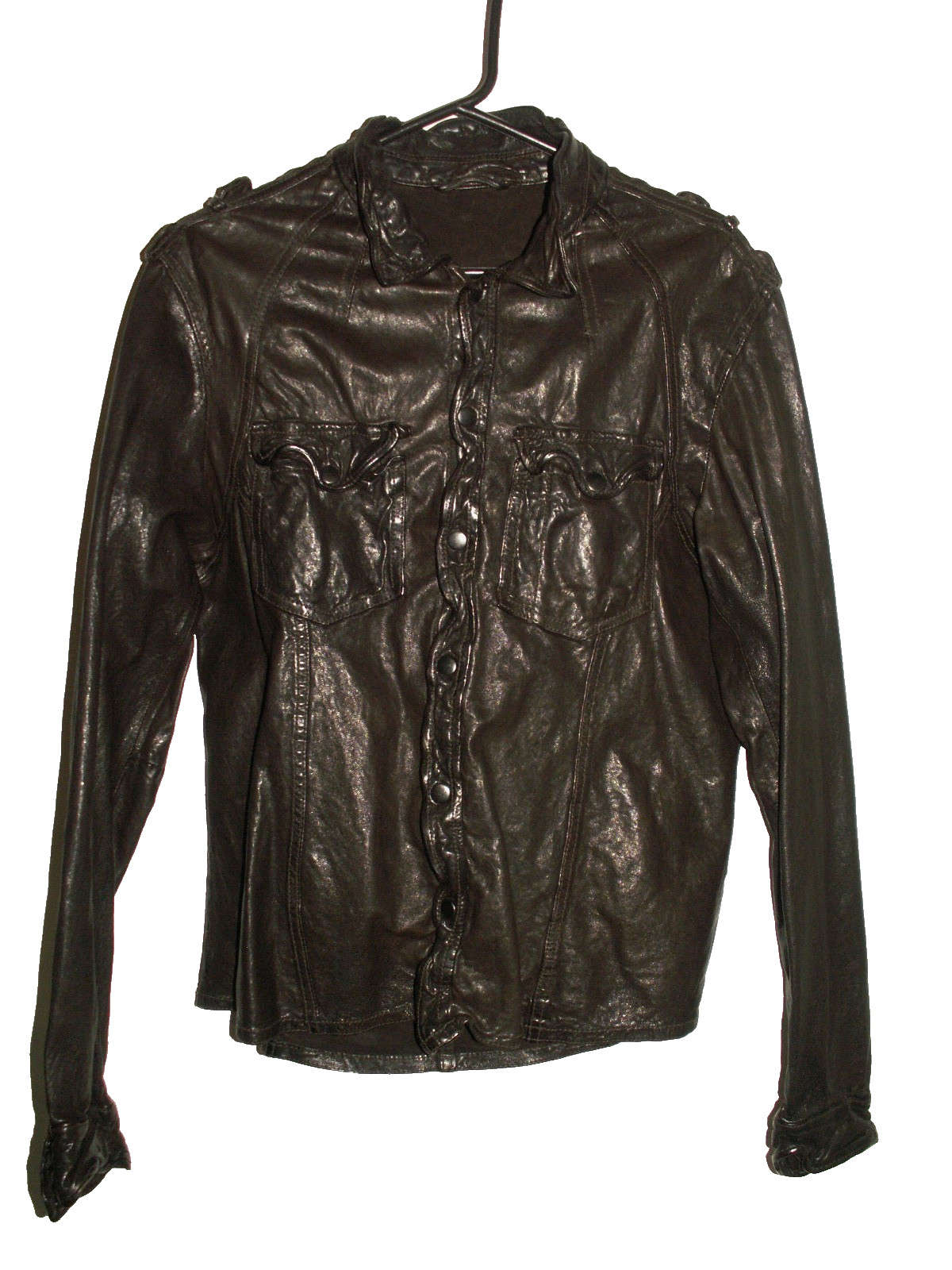 Men’s All Saints MCKAY LEATHER SHIRT jacket overshirt L (ref79) £149.99!!!!!
