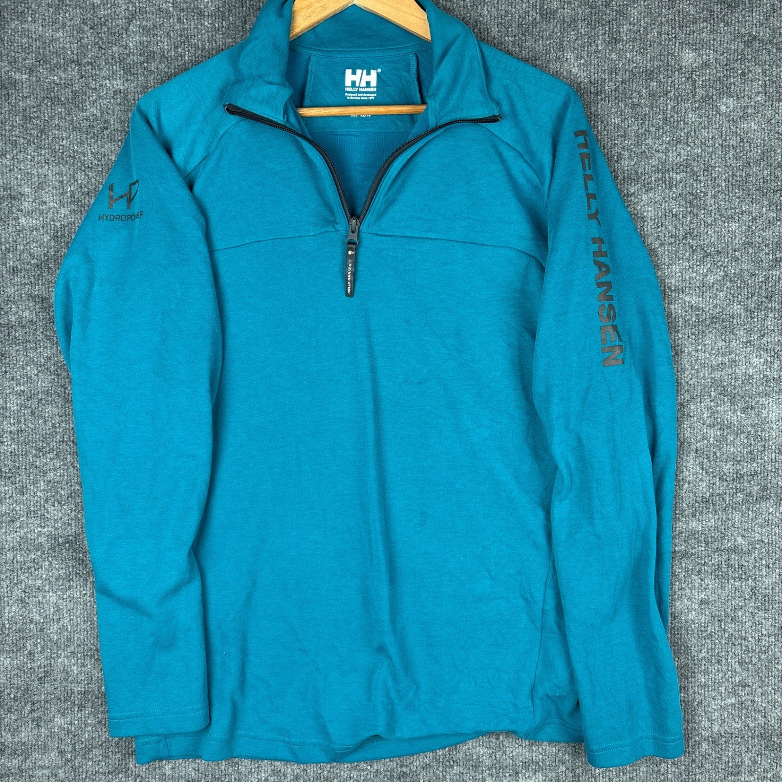 Helly Hansen HP 1/2 Zip Teal Lightweight Midlayer Mens XL Wicking UPF50
