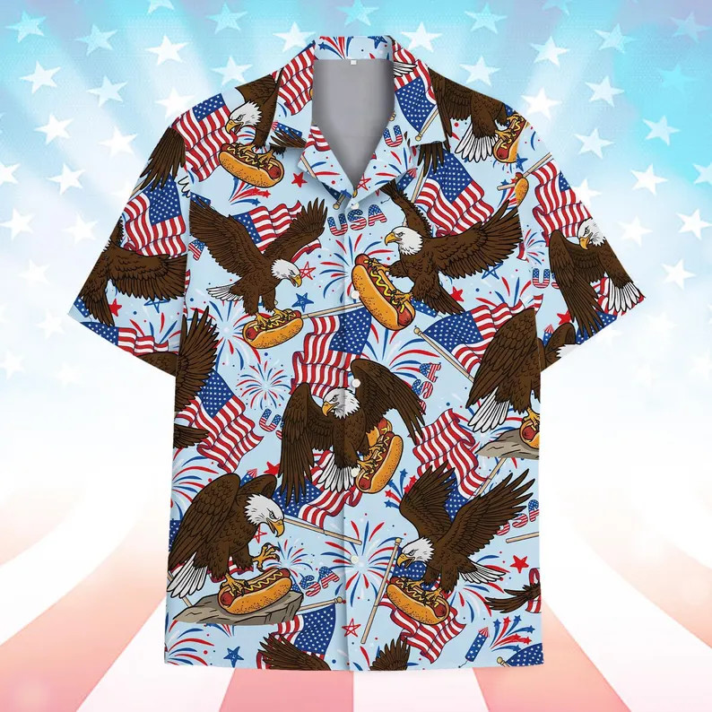 Funny Hotdog Hawaiian Shirt For Men Women Youth, Tropical 4th Of July Aloha#1