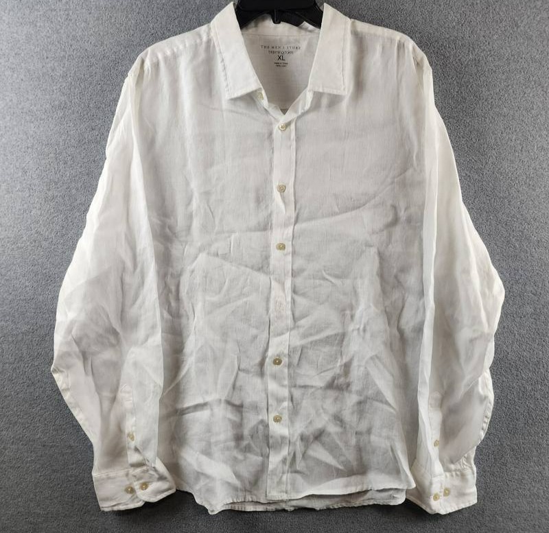 The Men’s Store at Bloomingdale’s Standard Fit Linen Shirt XL White Long Sleeve