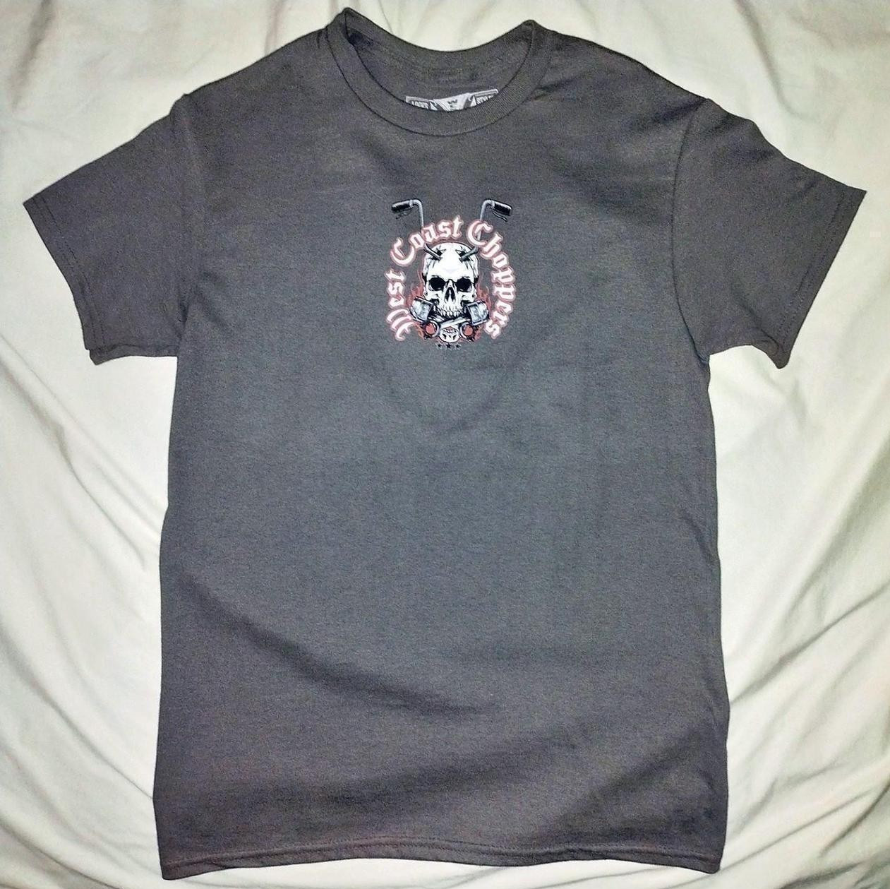 West Coast Choppers Gray Double-Sided Skull Motorcycle Graphic Tee Men’s S