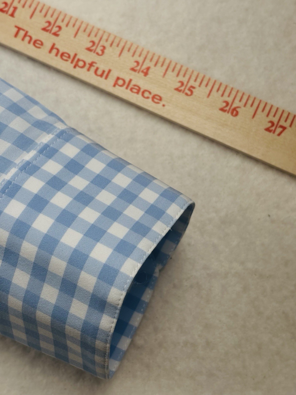 Mizzen + Main Men’s XL Light Blue And White Gingham Performance Fabric Non Iron
