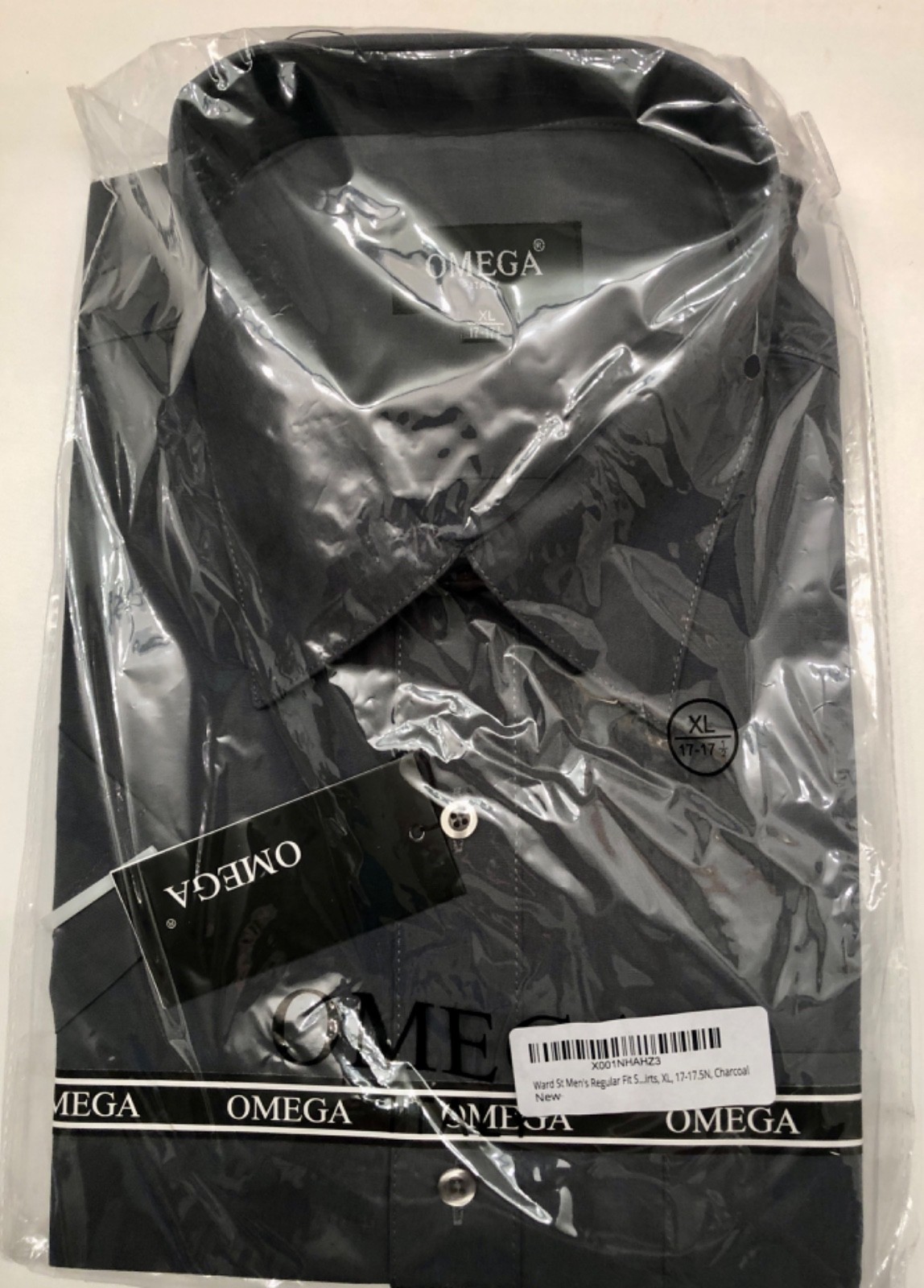 Omega Italy Men’s Regular Fit Short Sleeve Charcoal Shirt – Size XL – 17-17.5