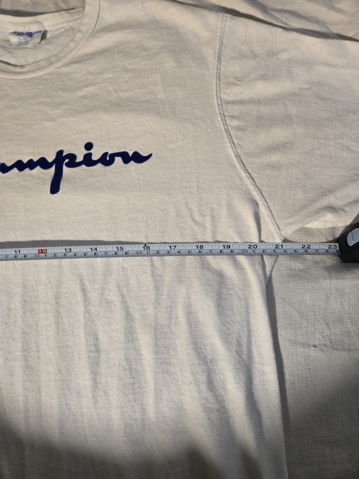 Champion Men’s White Logo Crew Neck Short Sleeve Knit Cotton T-Shirt XL