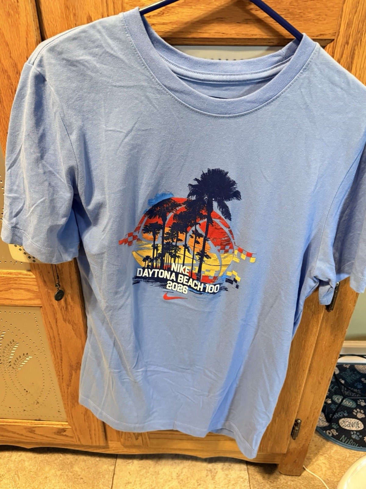 Nike Dri-FIT Men’s Blue Graphic Logo Tee Size M Crew Neck DAYTONA BEACH