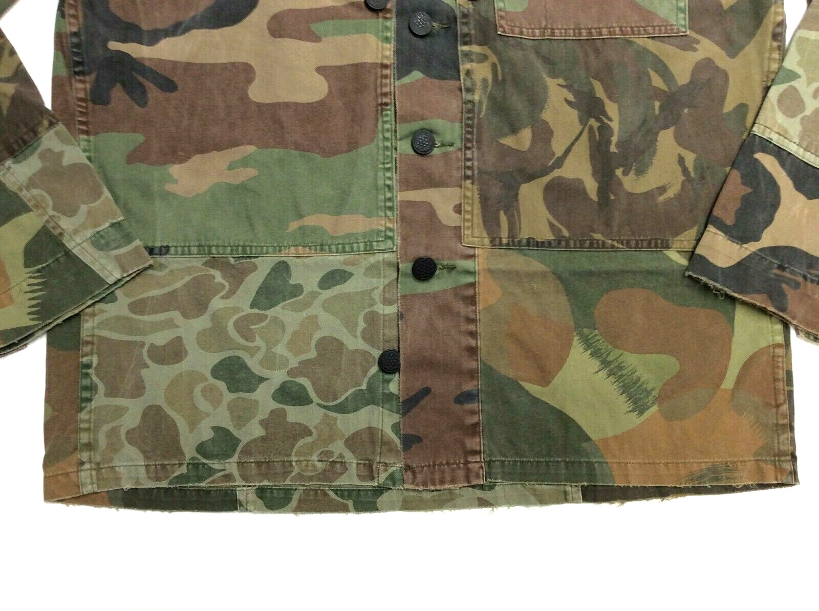 Polo Ralph Lauren Patchwork Military Army Camo Distressed Fatigue Shirt Jacket