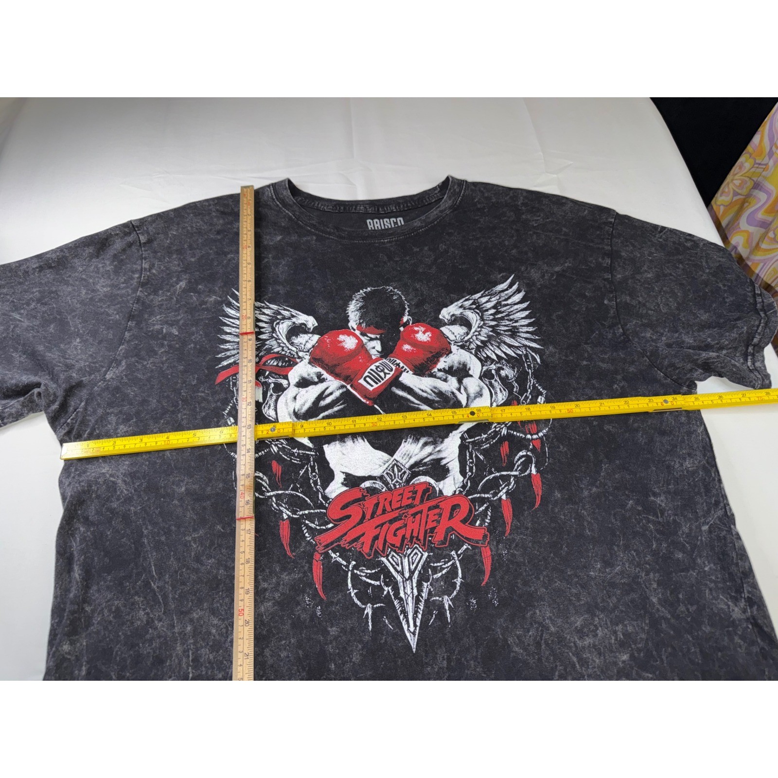 Brisco Brands Street Fighter Ryu Angel Graphic Tee Acid Wash Gray Mens 2X NWOT