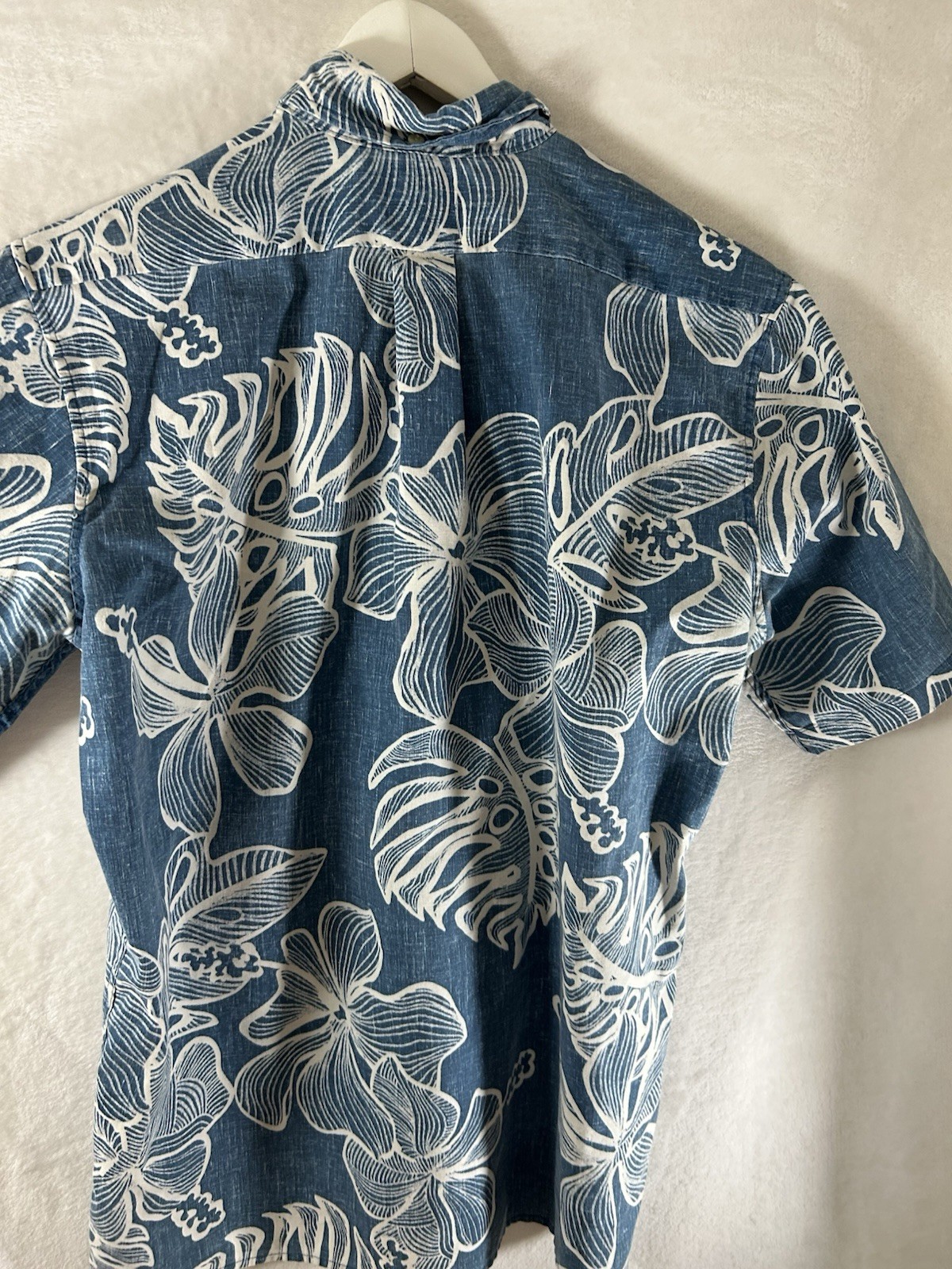 Vintage Reyn Spooner Hawaiian Aloha Shirt, Blue Hibiscus Medium 80’s Free Ship