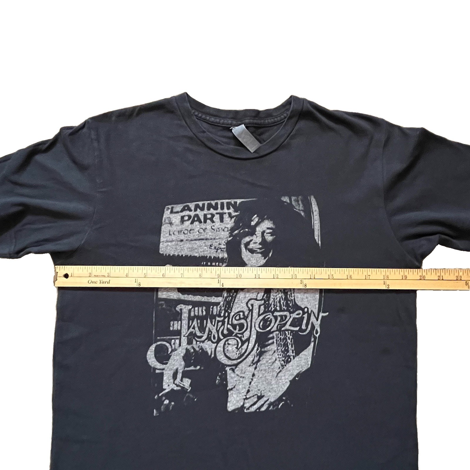Vintage Janis Joplin Graphic Tee Black Size M Distressed Rock Band T-Shirt