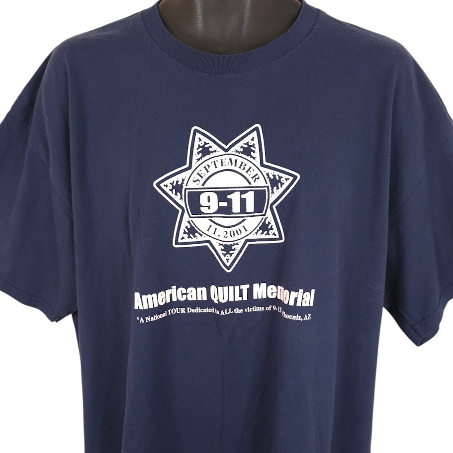 Vintage September 11 T Shirt Mens Size 2XL Blue Y2K 911 In Memory NYPD