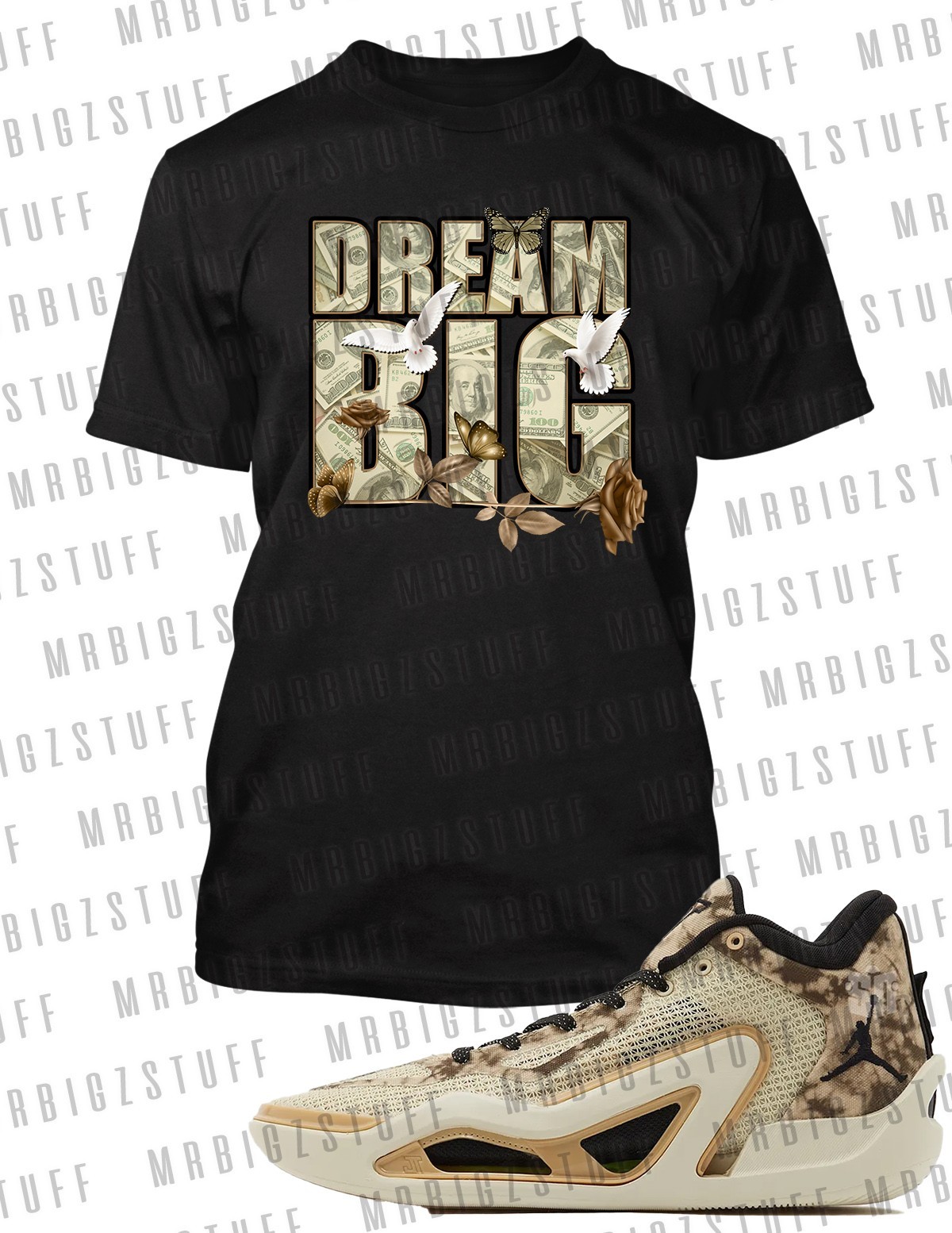 Mens 8XL Big Tall J1 Tatum Big Draems T Streetwear Tee Shirt Greystone Sneaker