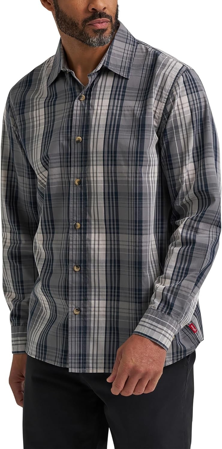 Men’s Relaxed Fit Plaid Flannel Shirt Long Sleeve Casual Button Up Cotton Blend