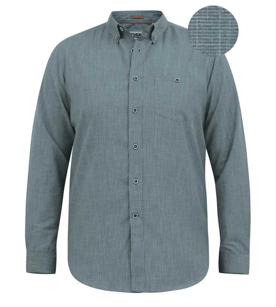 D555 Duke Big Mens Charcoal Long Sleeve Shirt Cross Hatch Pocket 2XL-6XL 111603
