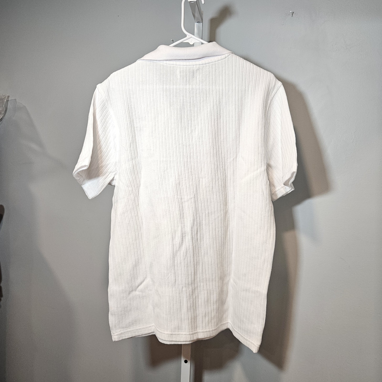 NWT Goodfellow & Co Size M Ribbed Pullover White Top w/Johnny Collar