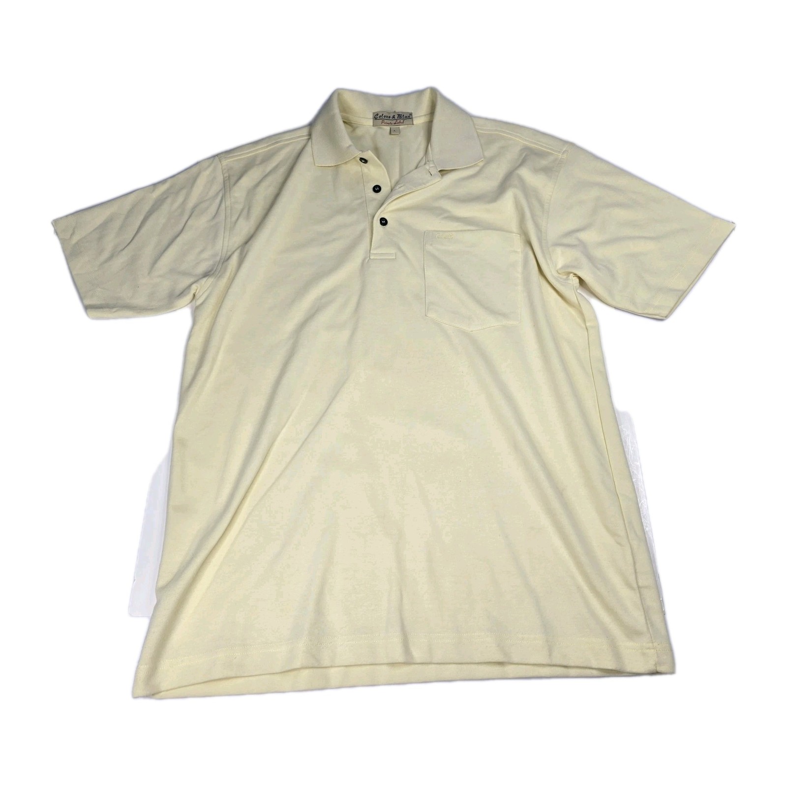 Colors & Blue Private Label Polo Shirt Mens Large L Yellow Short Sleeve Casual
