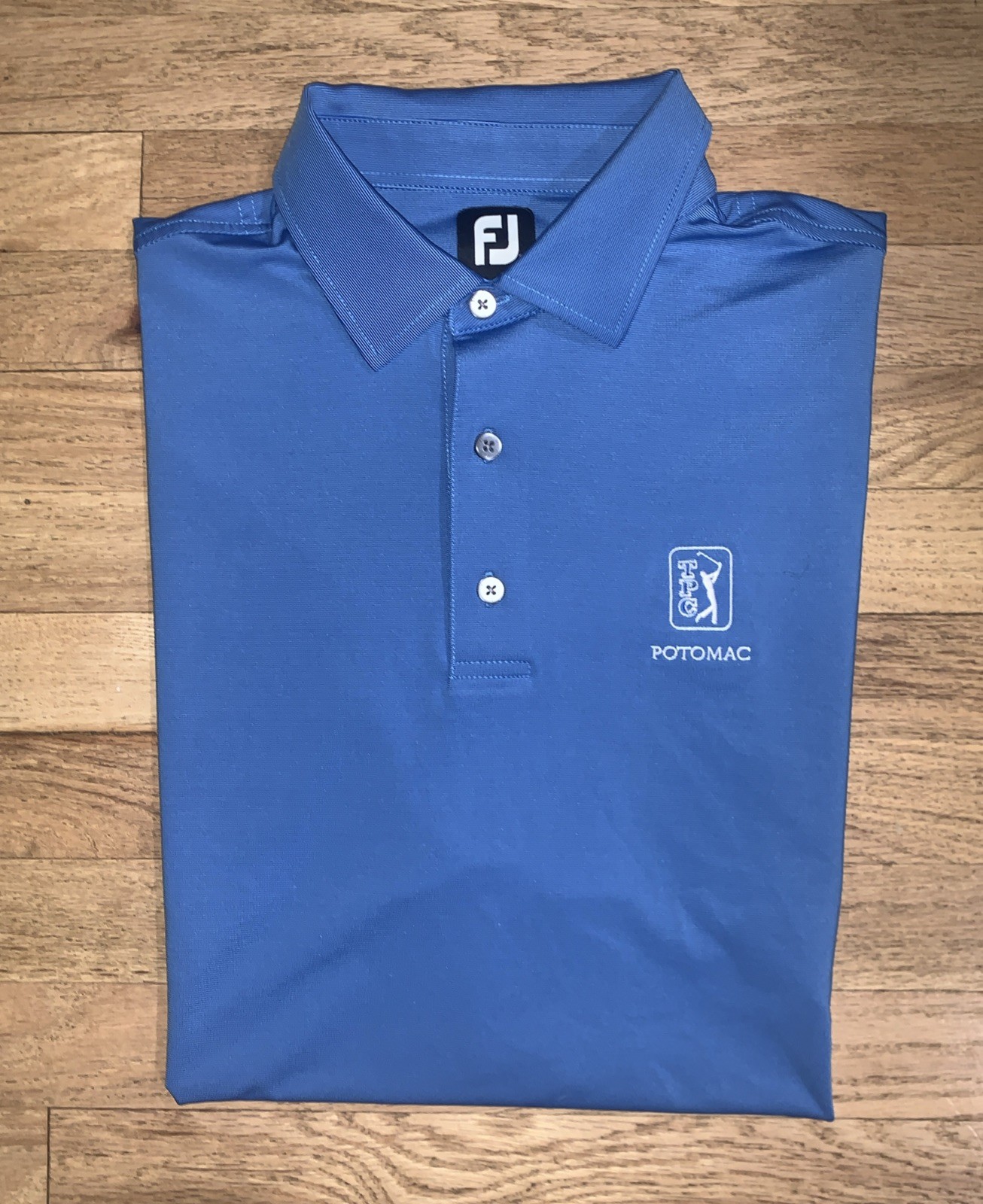 FootJoy TPC Potomac Mens Casual Golf Polo Sz XL Blue Stripe Polyester/Spandex