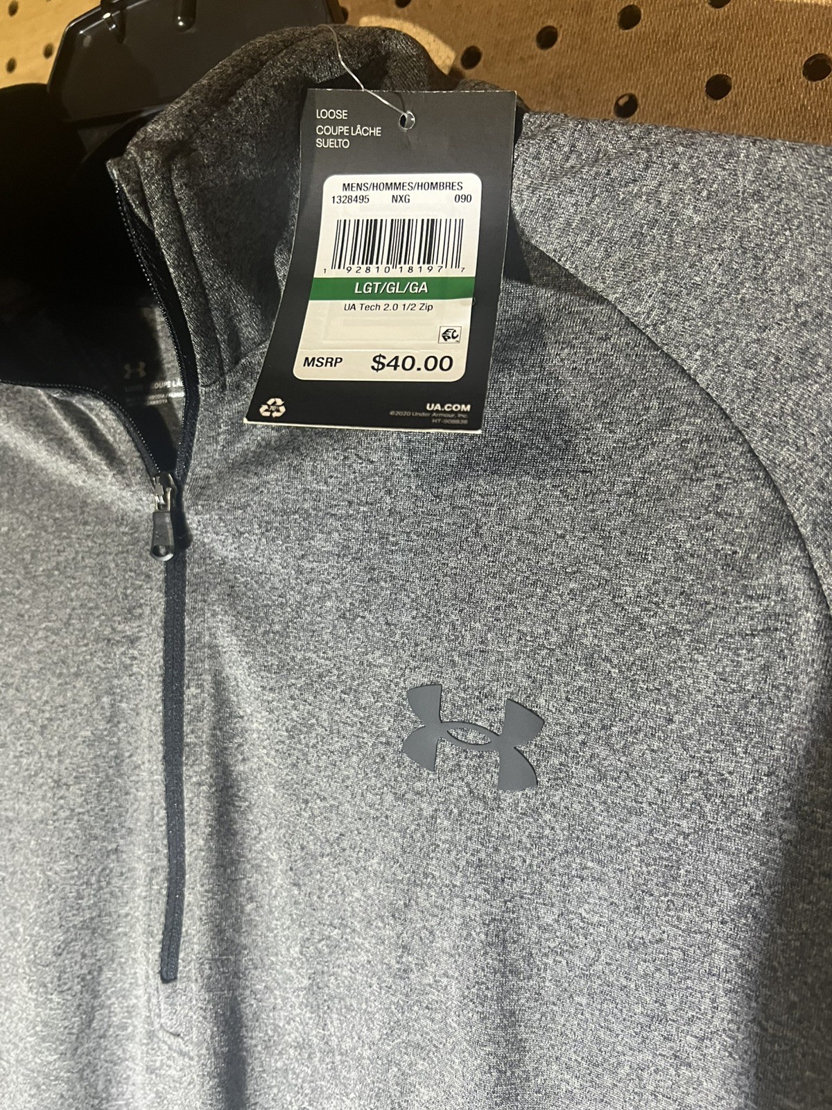 NWT Under Armour Men’s Gray Tech 2.0 1/2 Zip, Sz. Large
