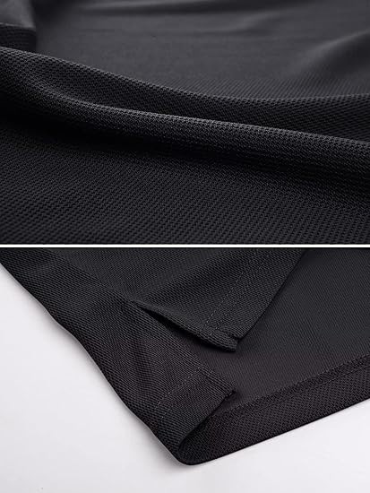 NEW MAGCOMSEN Men’s Black Polo Shirt Non-stretchable Short Sleeve Golf Shirt