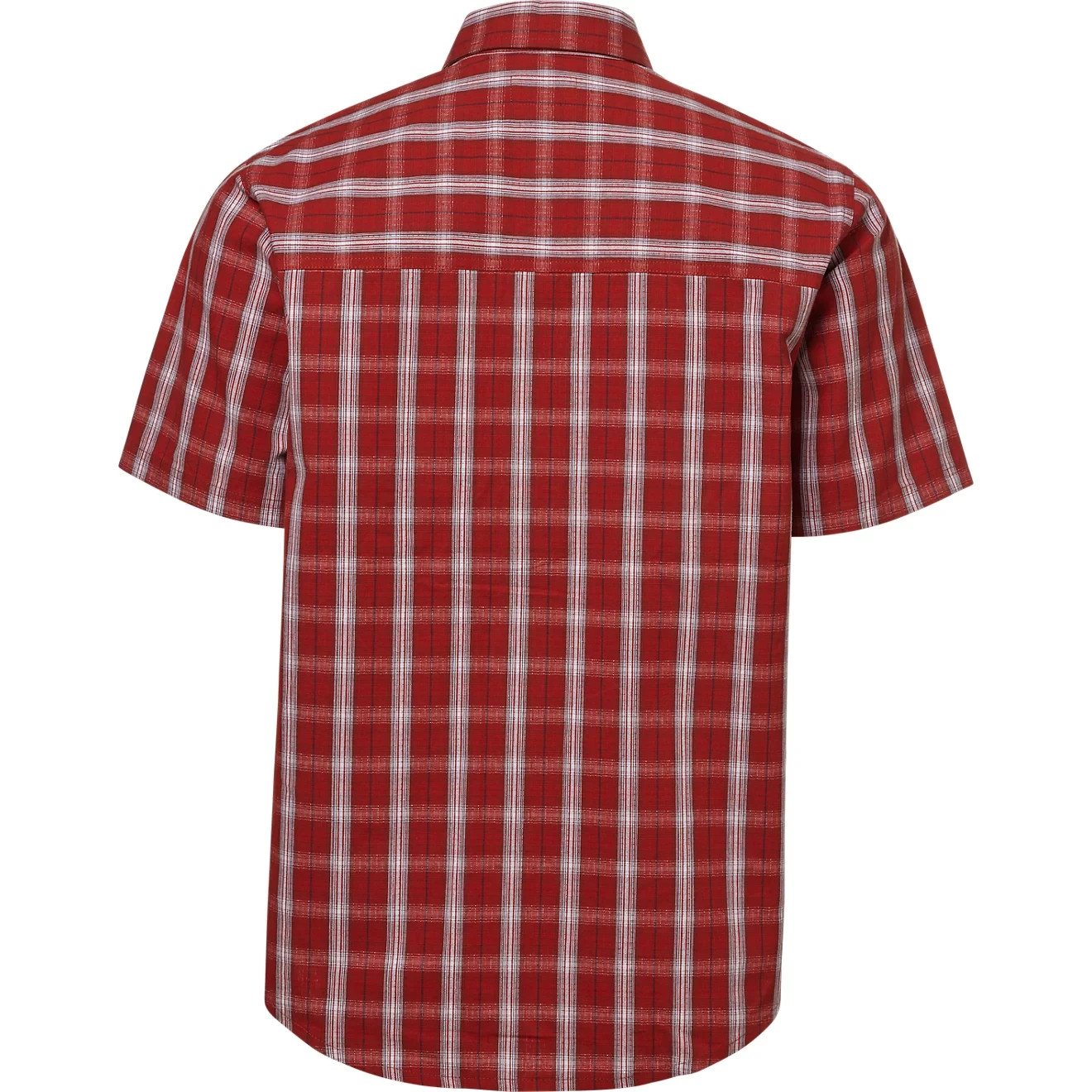 Brazos Contractor Ripstop Plaid Work Shirt Mens L Red Ochre Short Sleeve Cotton