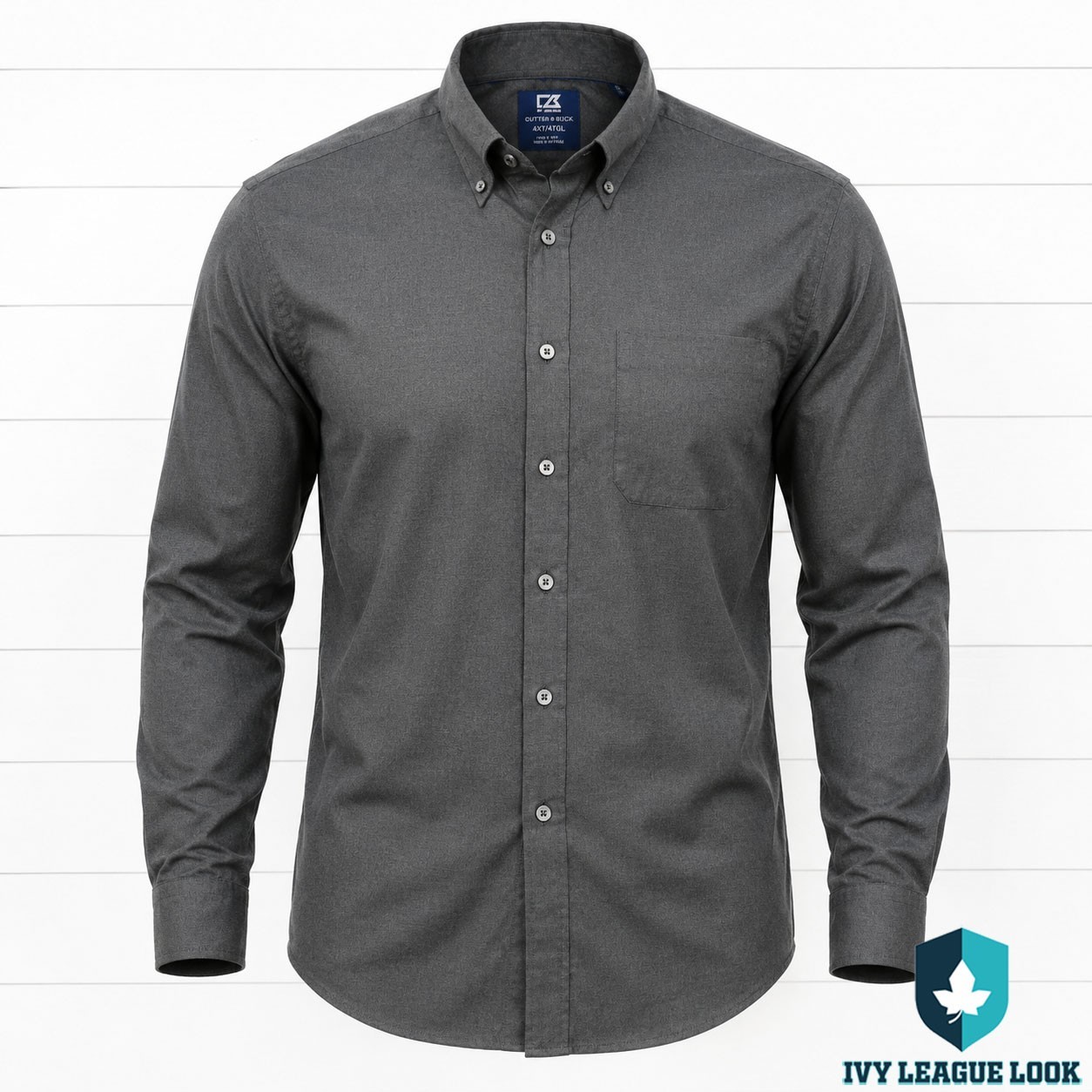 Cutter & Buck Easy Care Oxford Button Down Shirt Gray 4XT Big Tall Business