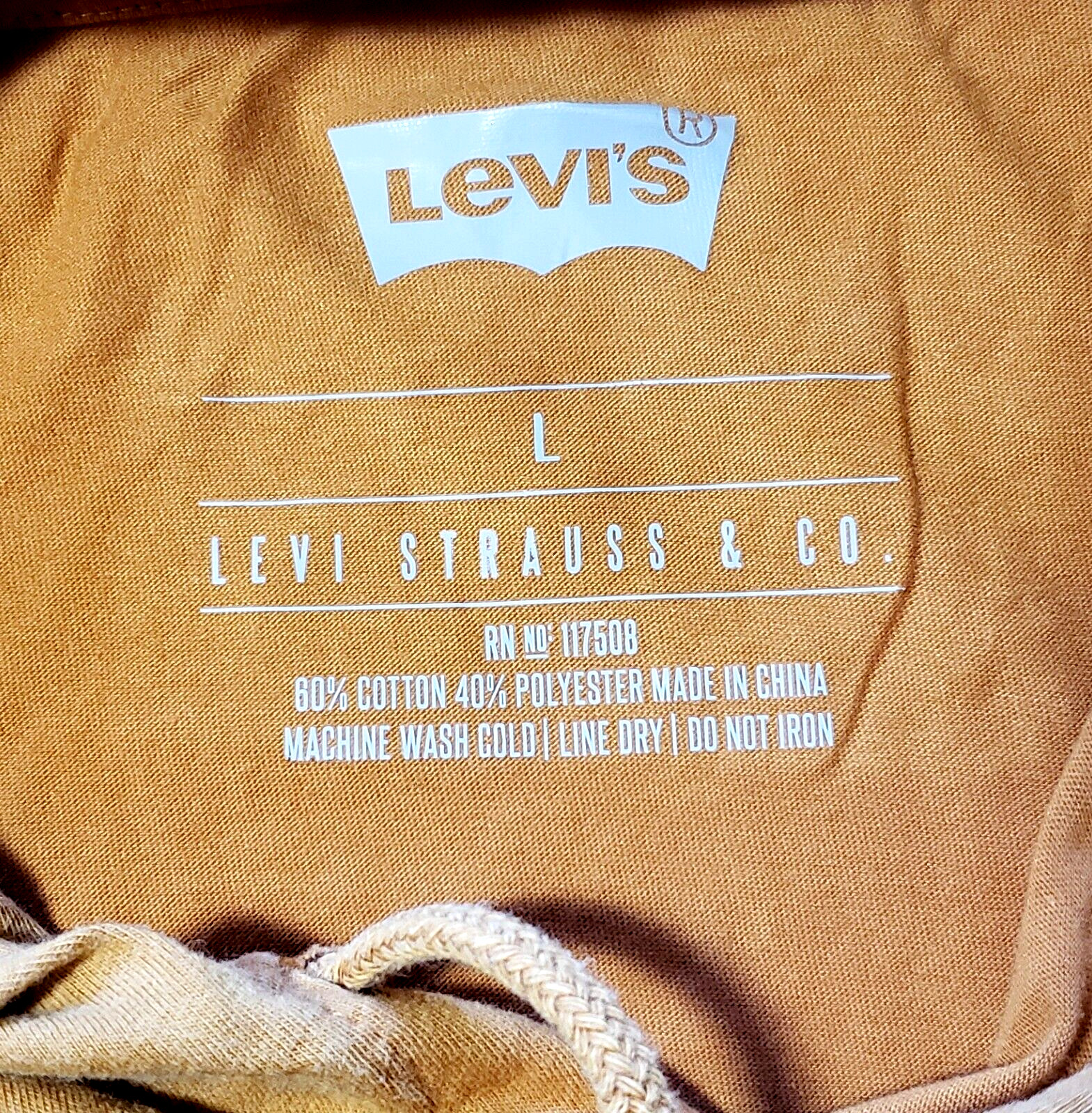 Levi’s Men’s Hoodie Shirt Large Long Sleeve Brown Pullover Sweater Big Logo New