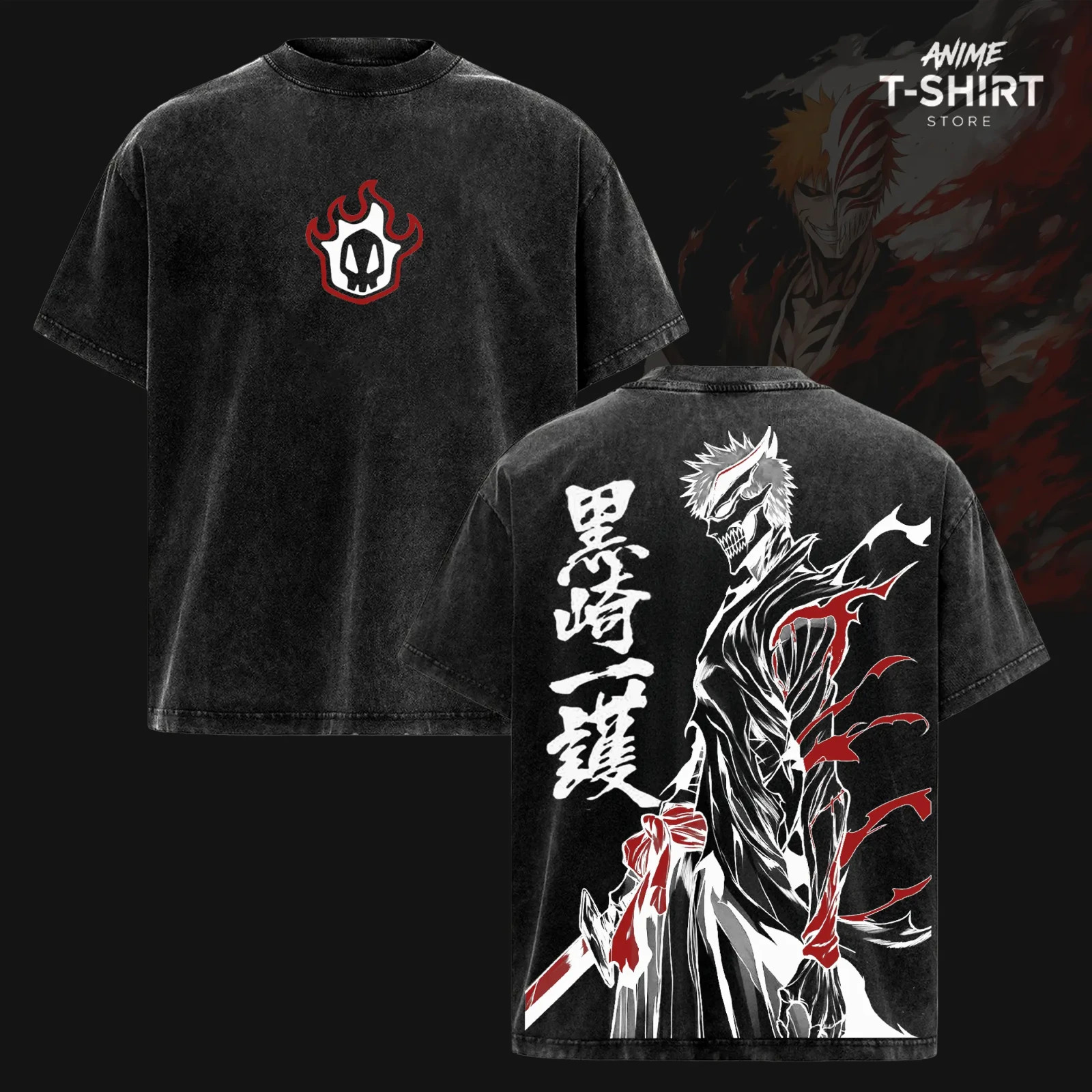 Ichigo Kurosaki Bleach Anime T-Shirt, Acid Graphic, Heavyweight Cotton