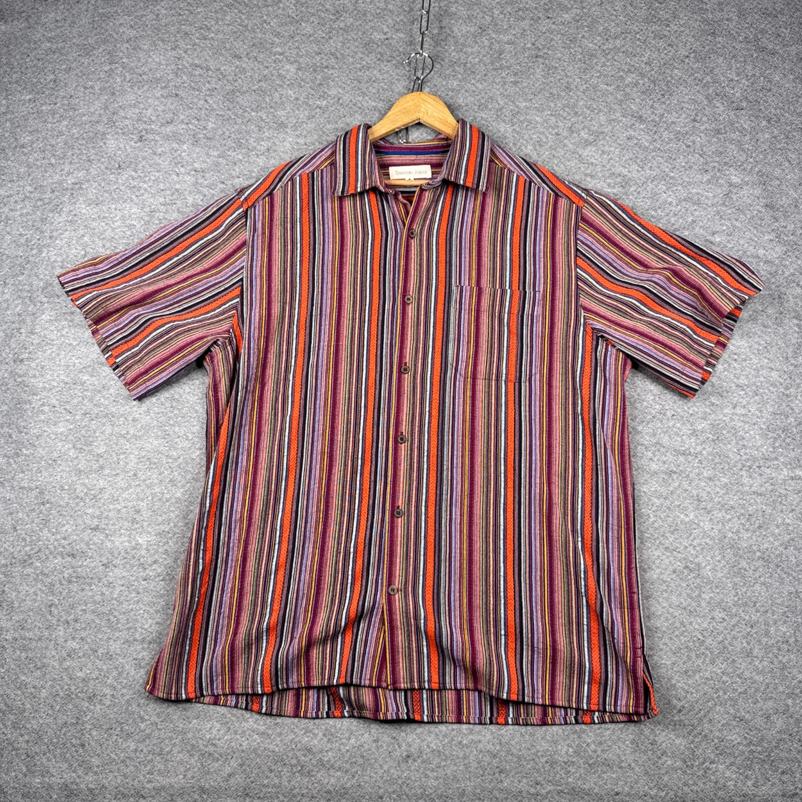 Territory Ahead Southwestern Shirt Mens XL Striped Aztec Western Short Sleeve