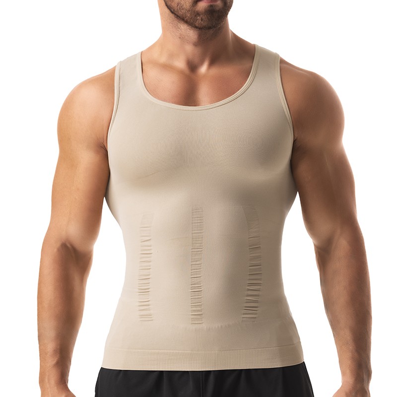 Men Slimming Body Shaper Compression Shirt Tummy Control Vest Fitness Tank Tops