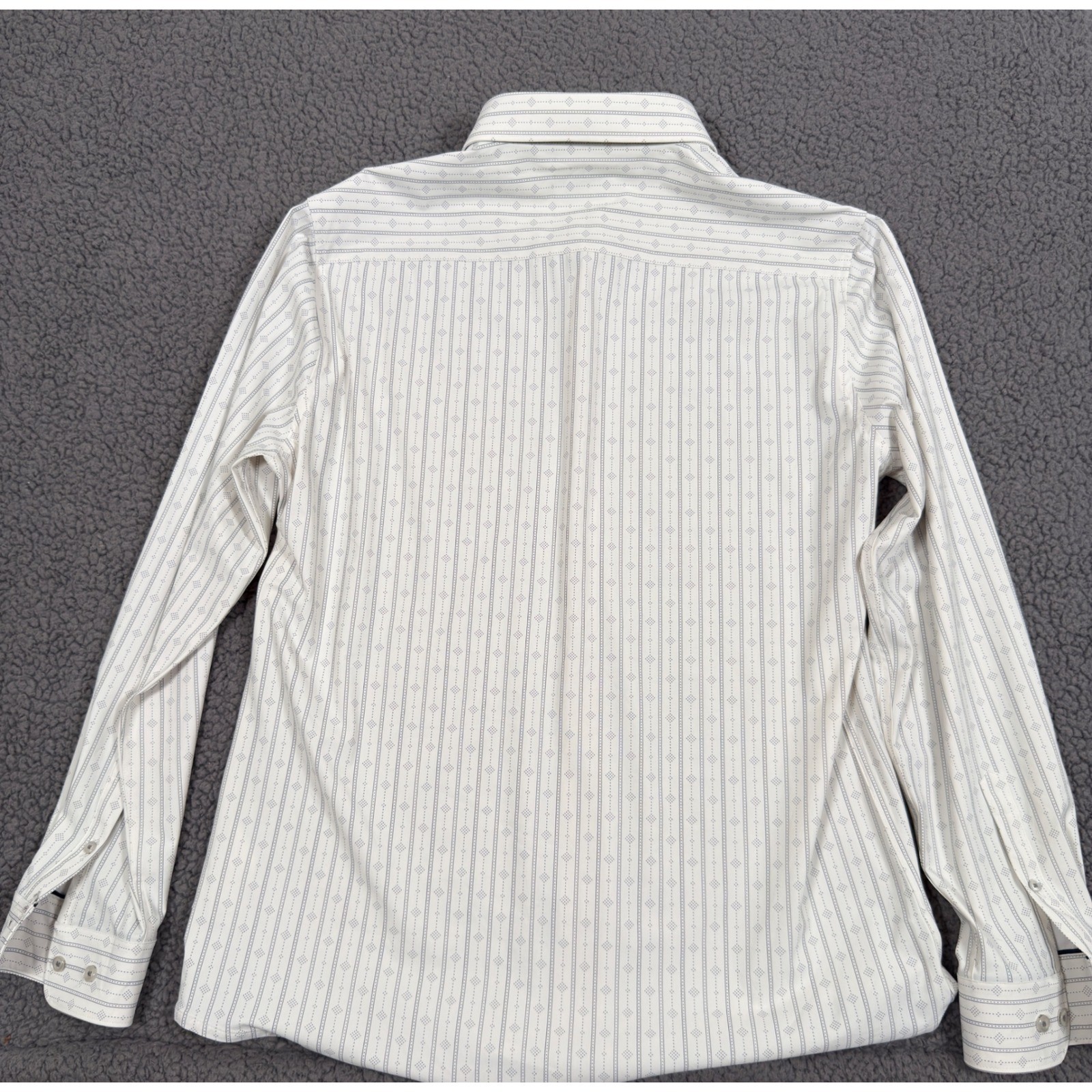 7 Diamonds Beau 4-Way Stretch Shirt Mens Medium White Grey Geometric Office