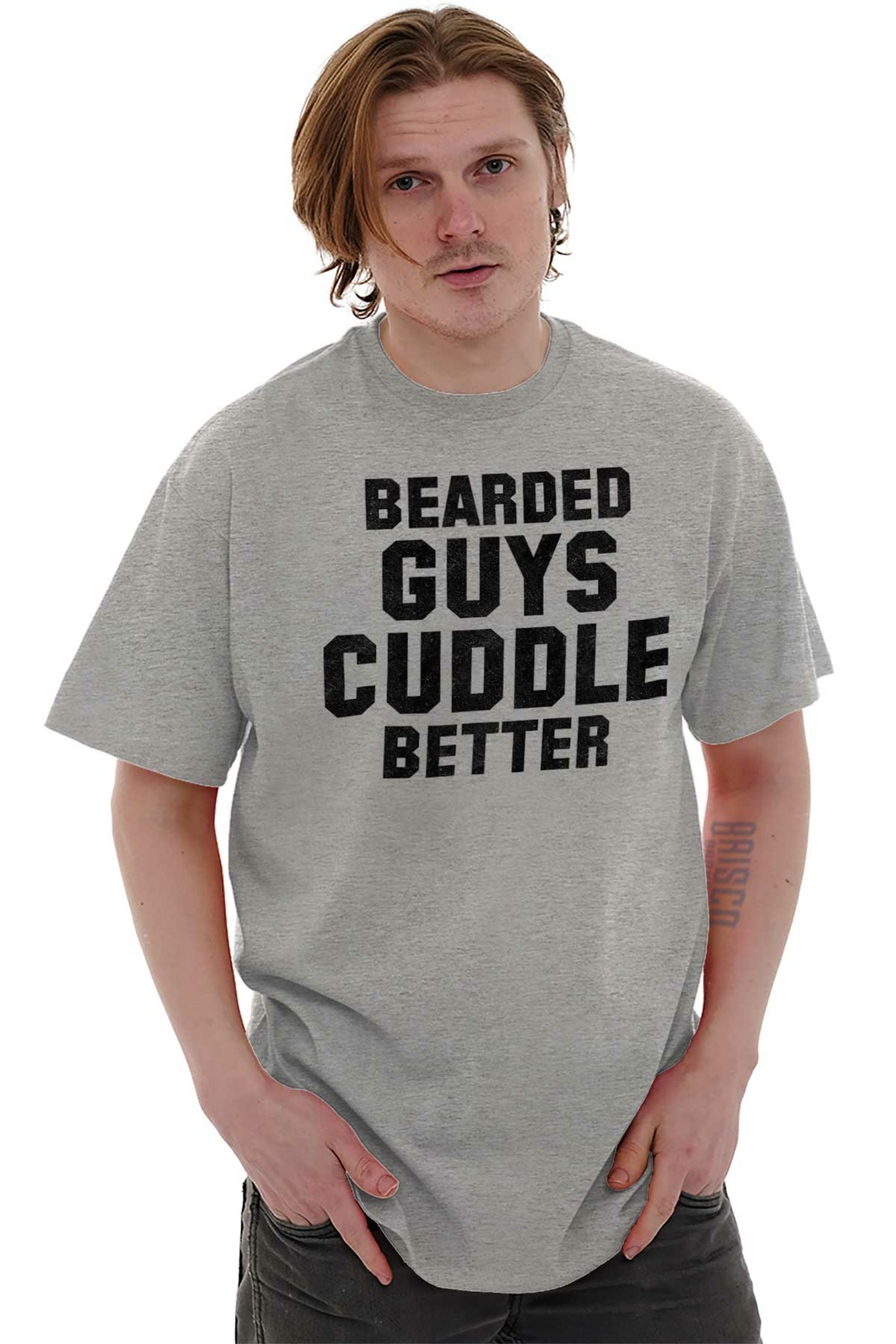 Bearded Guys Cuddle Better Funny Beard Humor Mens Casual Crewneck T Shirts Tees
