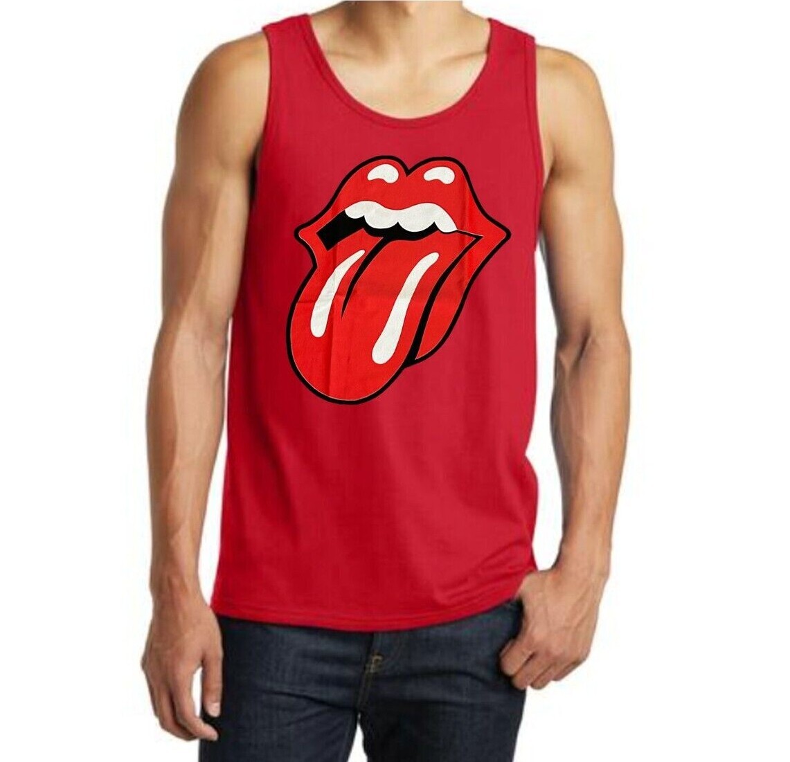 ROLLING STONES CLASSIC TONGUE PUNK ROCK Band Tank Top (Various Colors)
