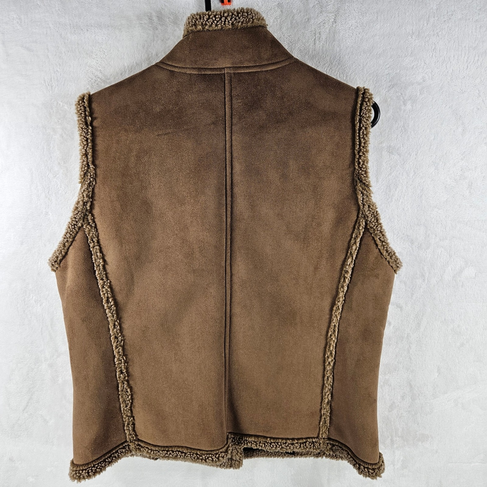 L.L. Bean Sherpa Fleece Vest Button Front Tan Women’s Size Medium