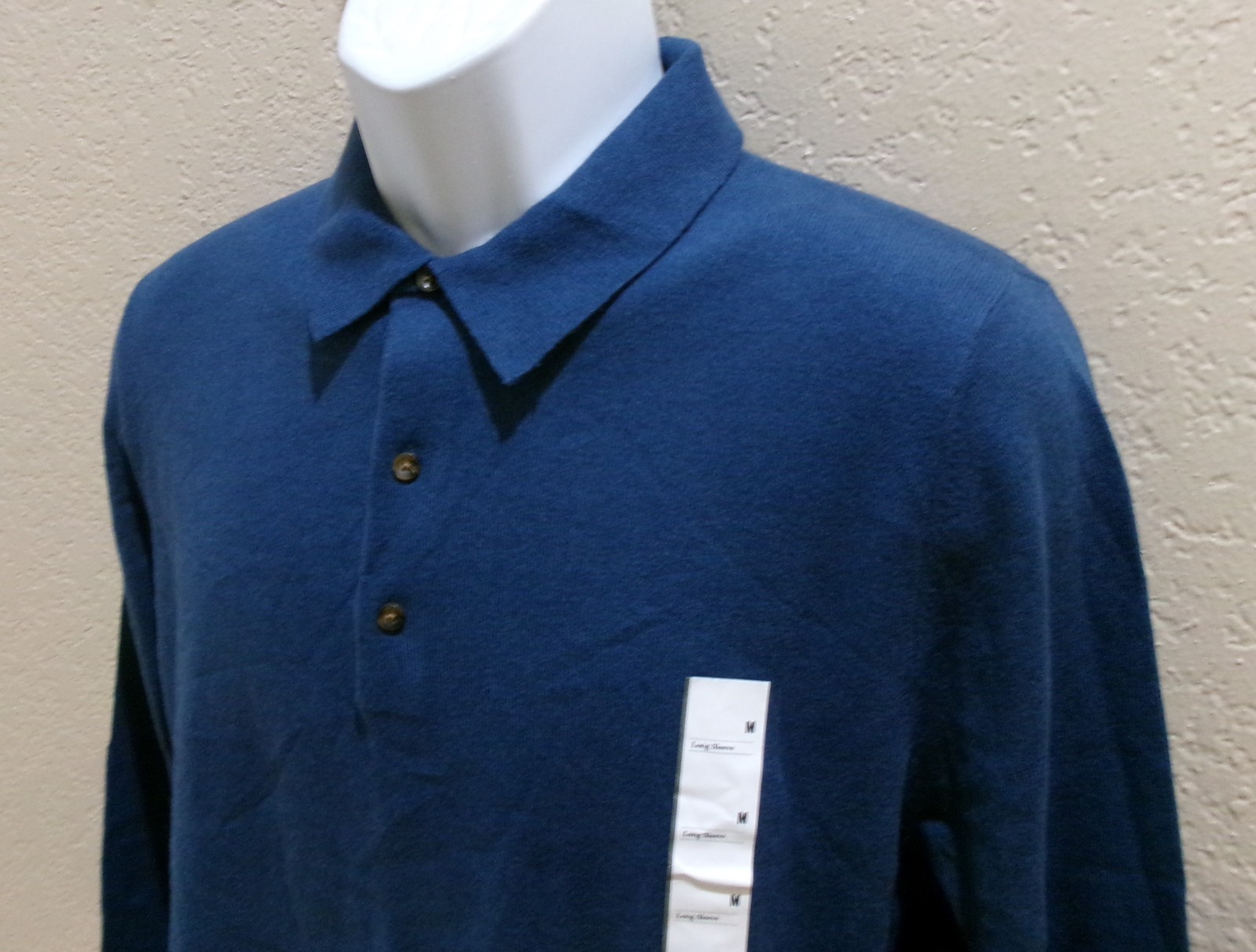 Polo Sweater Soft Light Cotton blend Sage/Cream/Heather gray/Blue Goodfellow