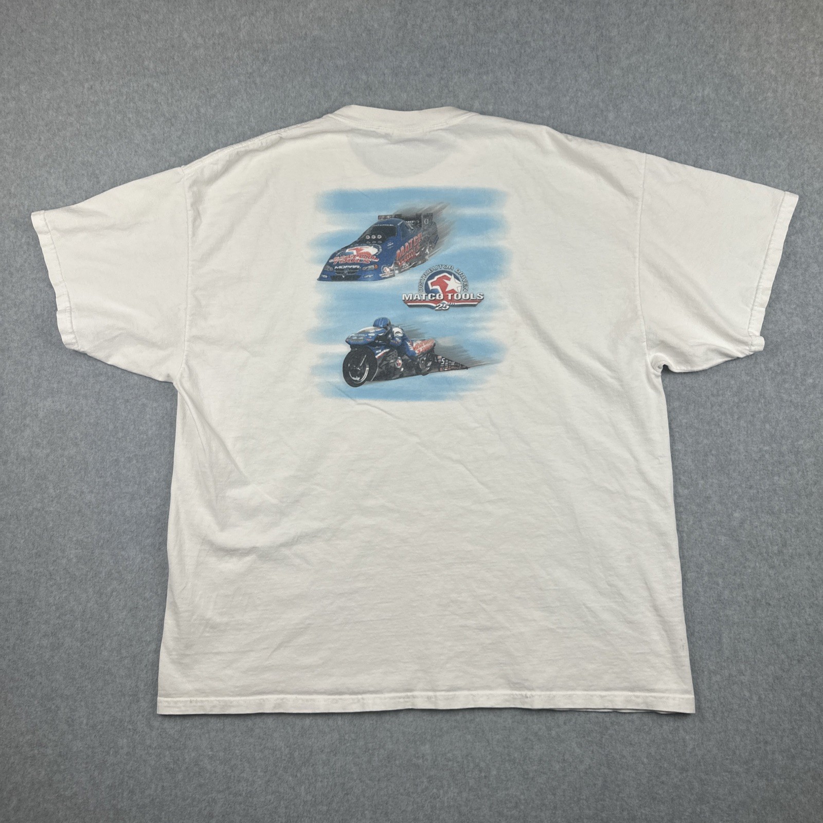 Vtg Hanes Comfort-T Mens XXL White Shirt MATCO Tools Racing Graphic Print Tee