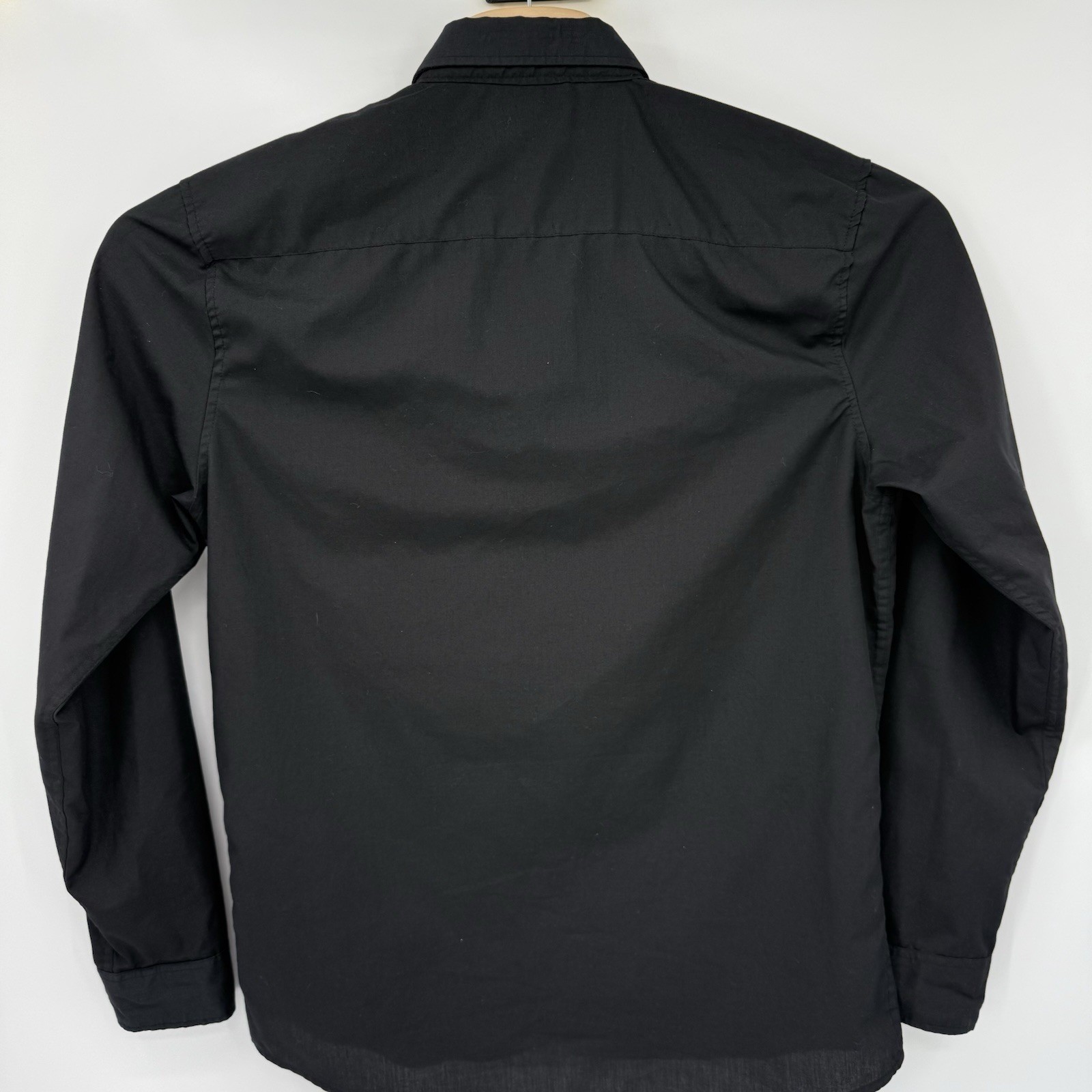 Public Record Button Down Mens Large Black Utility Zip Pocket Long Sleeve Shirt