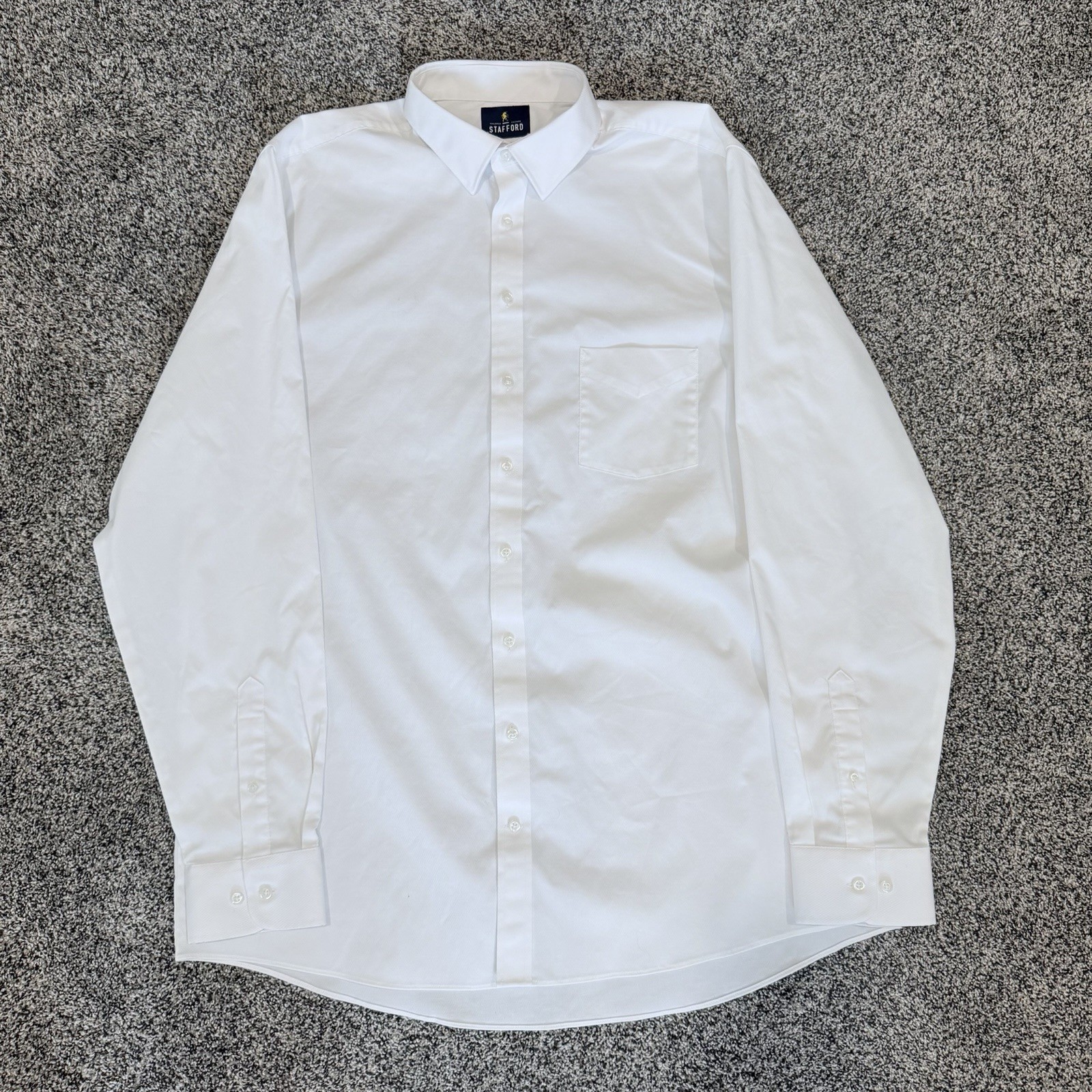 STAFFORD Sweat Repel White Cotton Poly Spandex Dress Shirt XLXT 17-17.5 38/39