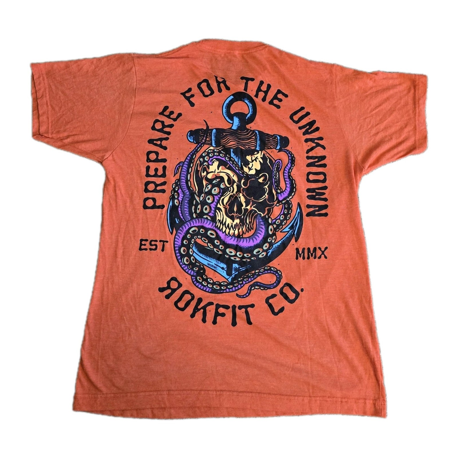 RokFit Co T-shirt Medium Orange SS Athletic Streetwear Prepare For The Unknown