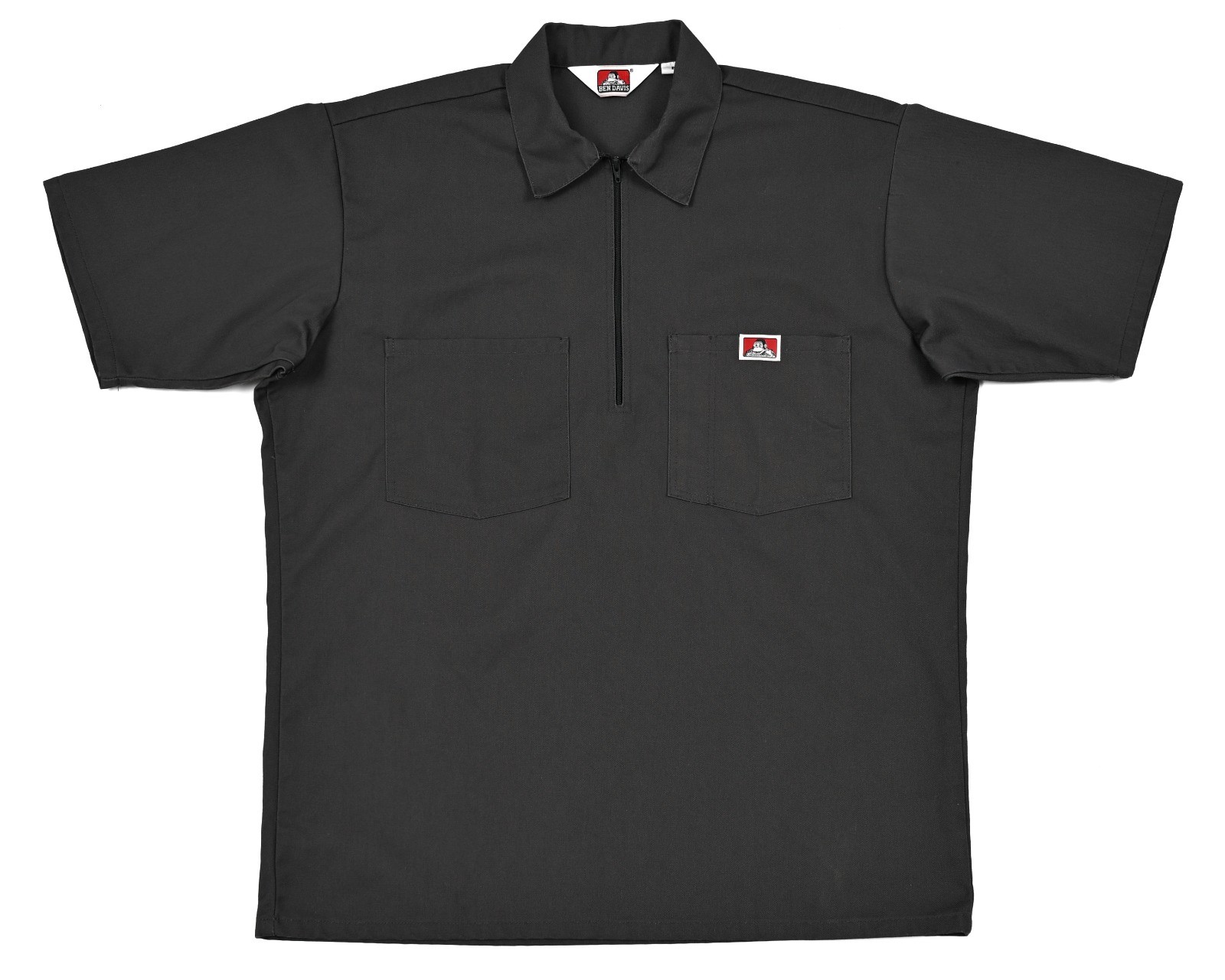 Ben Davis 1/2 Zip Work Shirt Mens Medium Collared Mechanic Pockets Dark Gray
