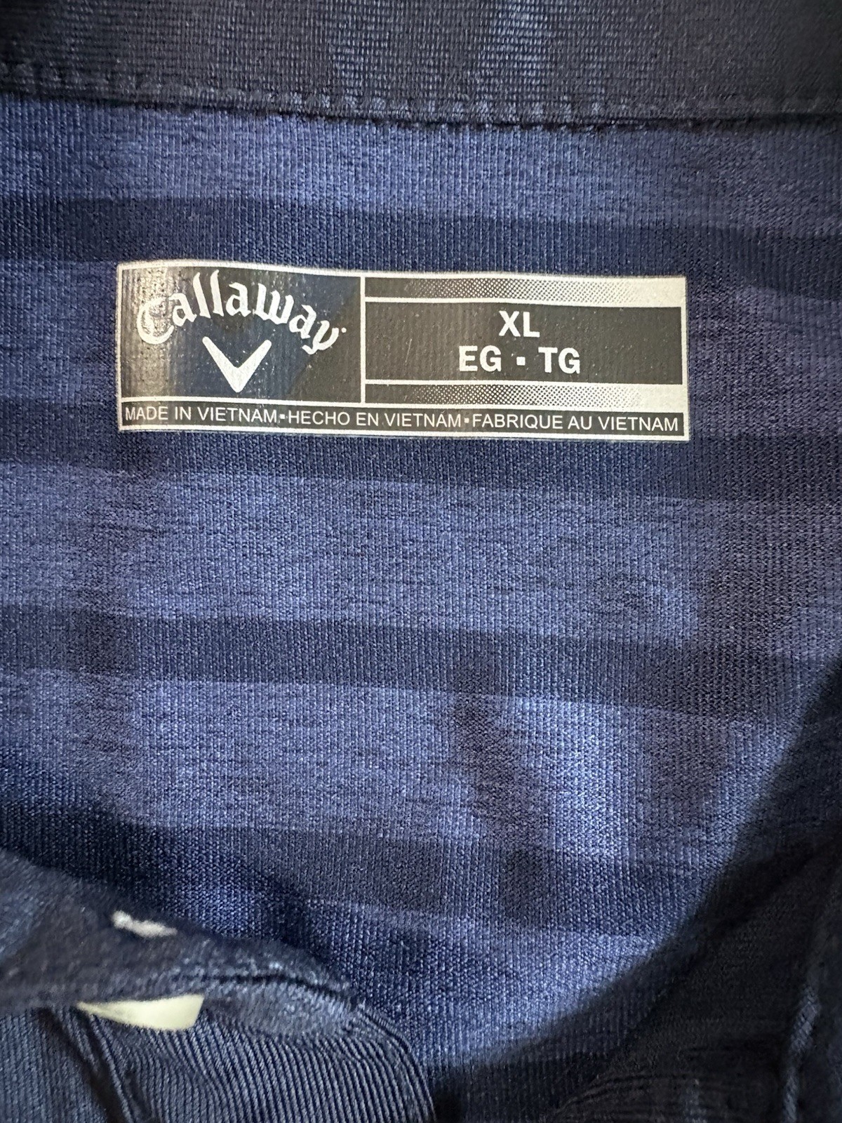 Callaway Men’s Blue Striped Short Sleeve Polo Shirt XL Polyester Spandex