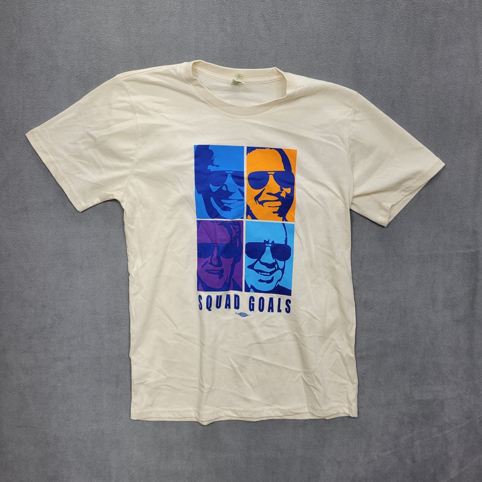 Royal Apparel Organic Cotton men sz M large face print Squad Goals shirt