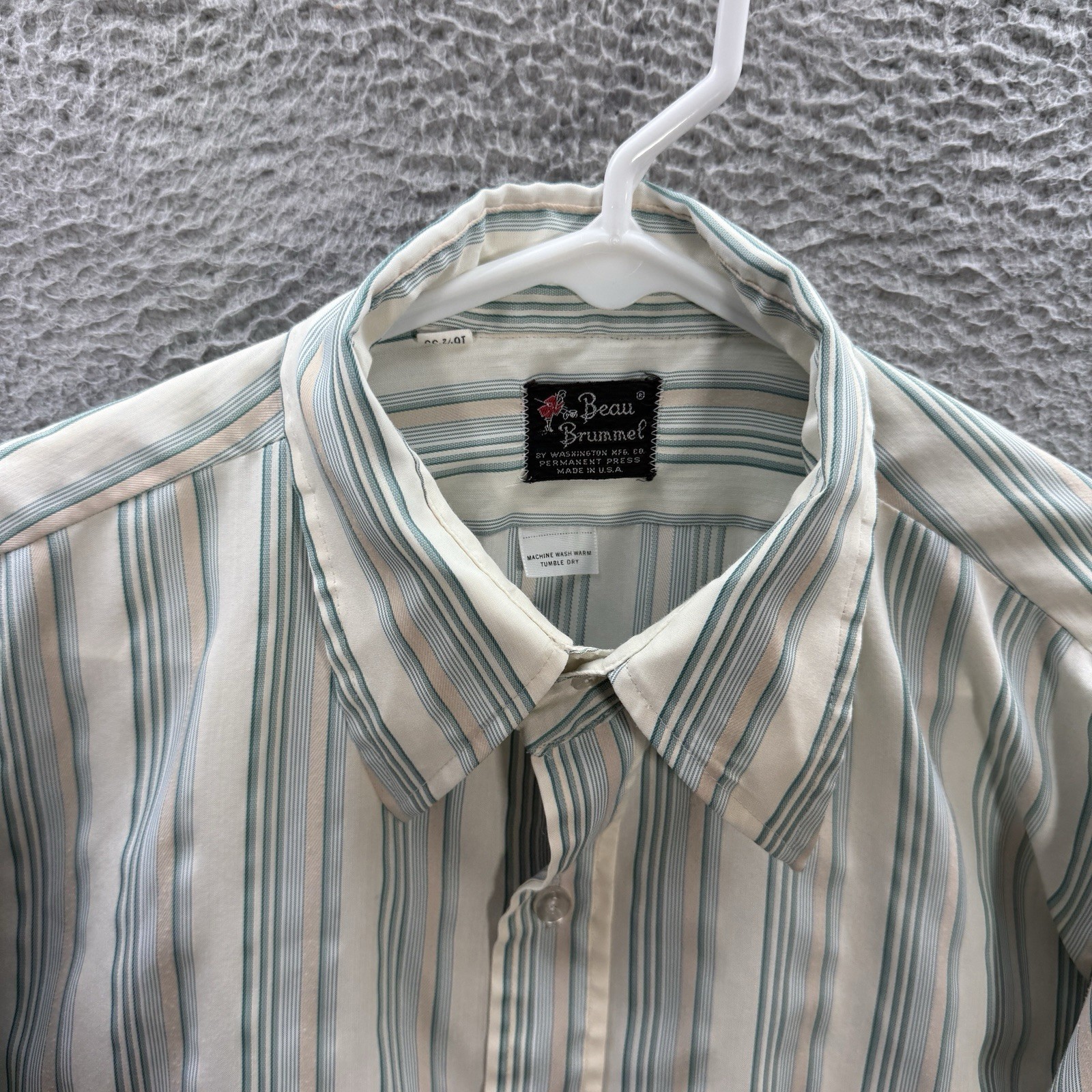 Vintage Beau Brummel Shirt Adult 16.5 Multicolor Striped Long Sleeve 60s 70s