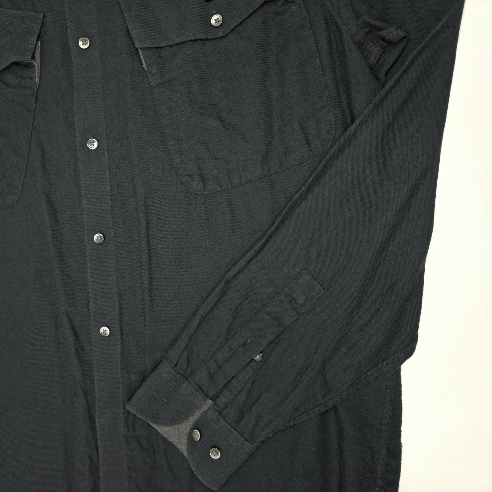Reiss Black Button Down Shirt Men M Cotton Long Sleeve Utility Workwear